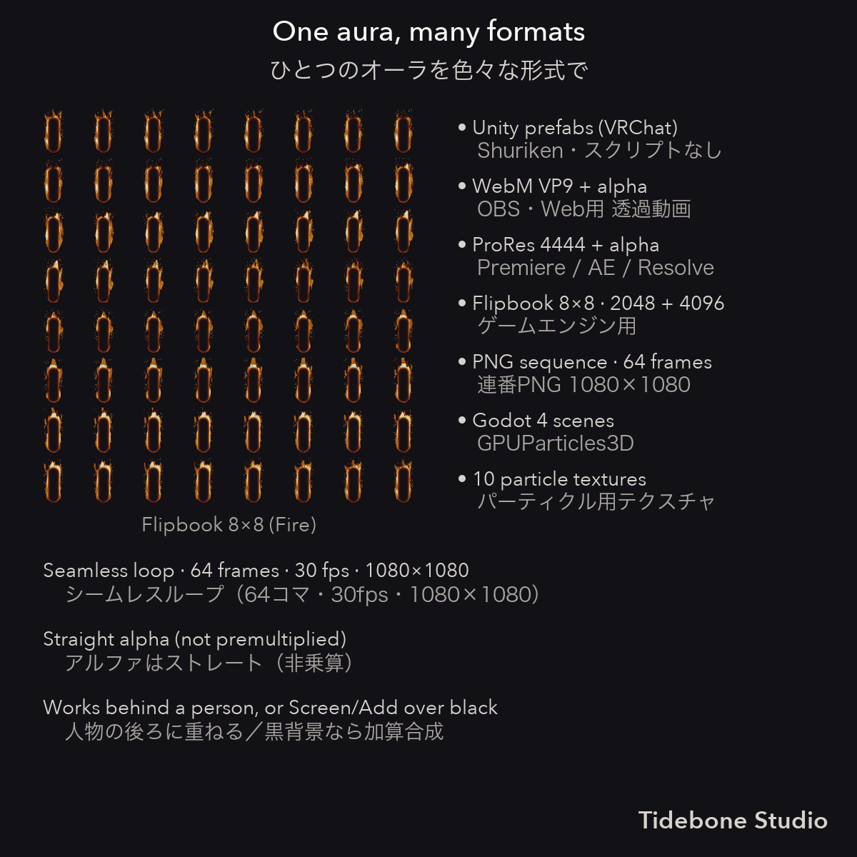 Elemental Aura Pack – 6 particle auras (Fire/Ice/Lightning/Shadow/Holy/Poison) + transparent video | Tidebone Studio
