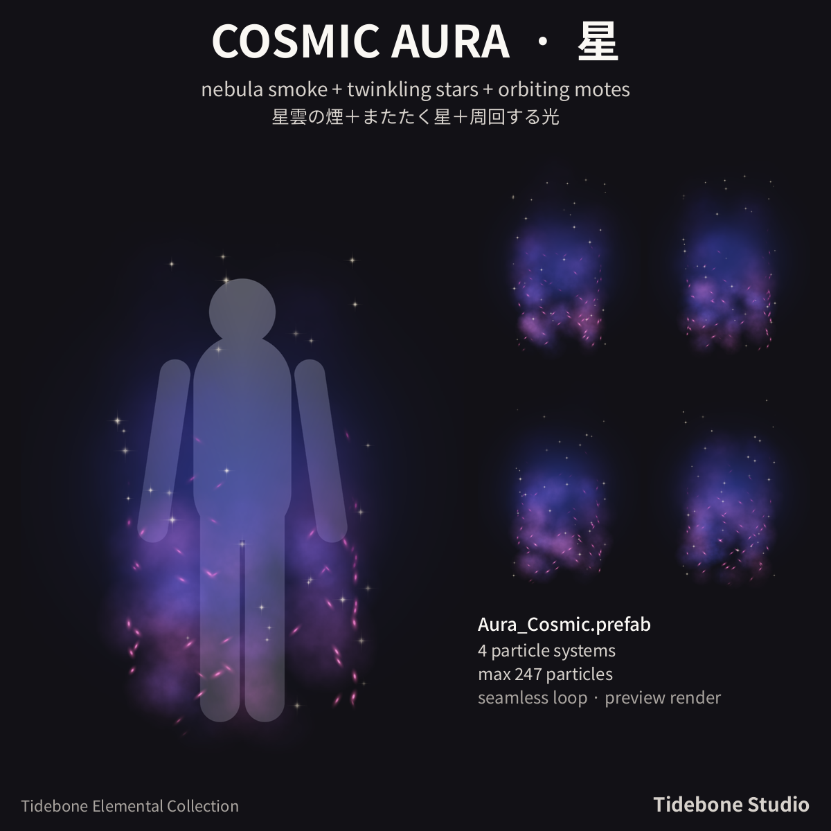 Elemental Aura Pack Vol. 2 – 6 elements (Cosmic/Blood/Nature/Void/Crystal/Storm) | Tidebone Studio