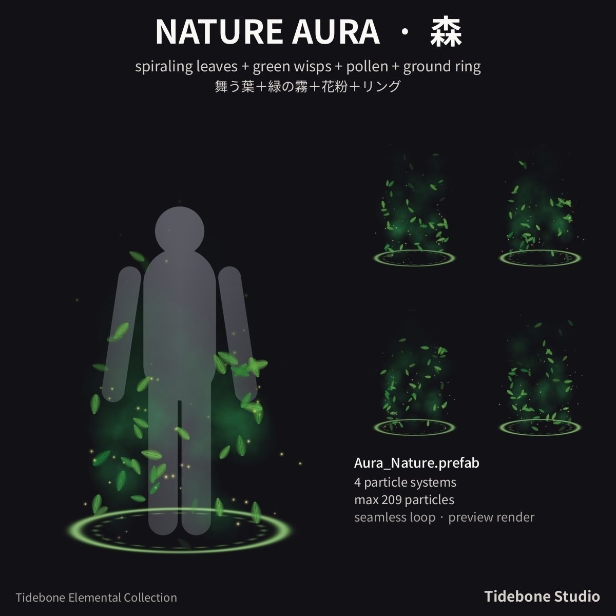 Elemental Aura Pack Vol. 2 – 6 elements (Cosmic/Blood/Nature/Void/Crystal/Storm) | Tidebone Studio