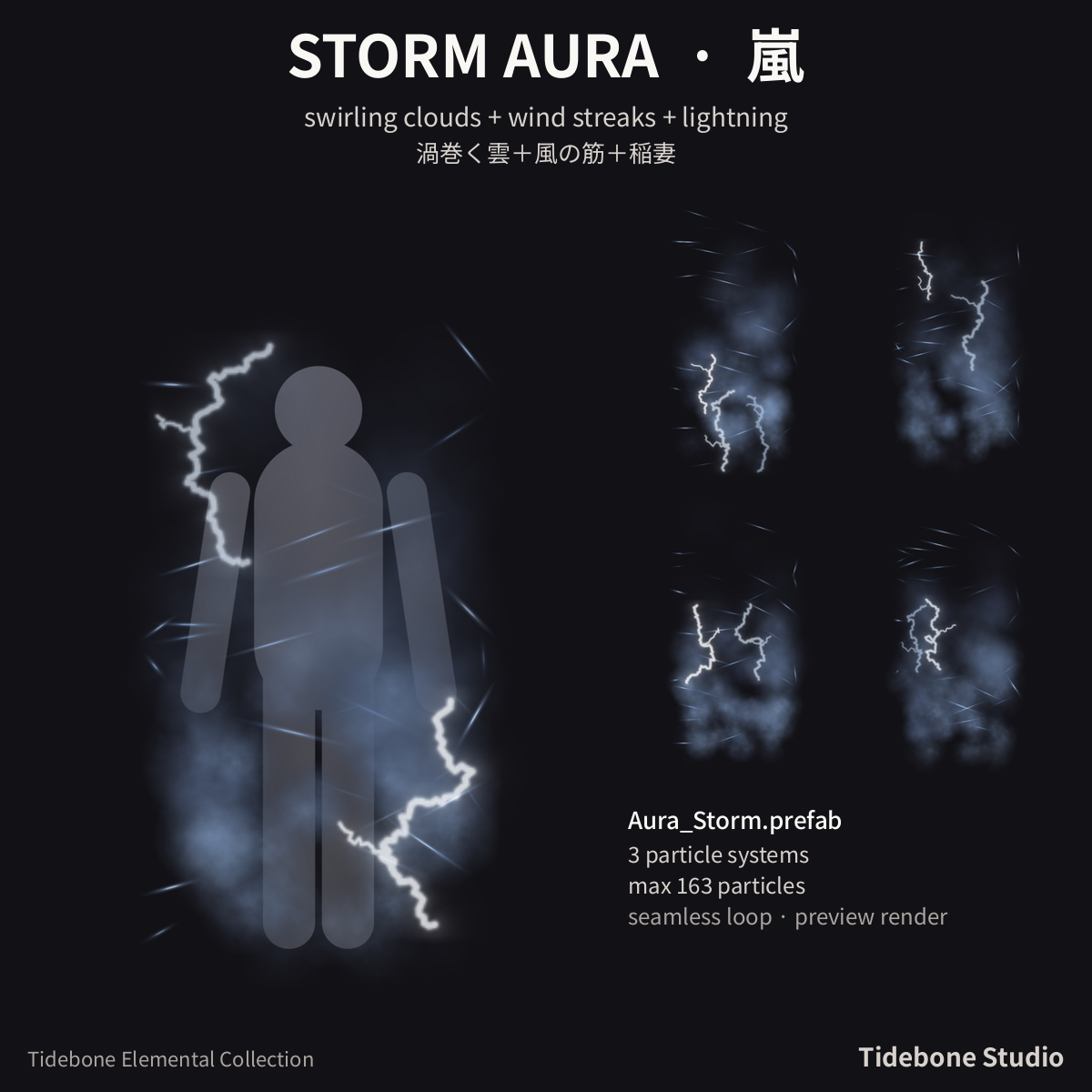 Elemental Aura Pack Vol. 2 – 6 elements (Cosmic/Blood/Nature/Void/Crystal/Storm) | Tidebone Studio