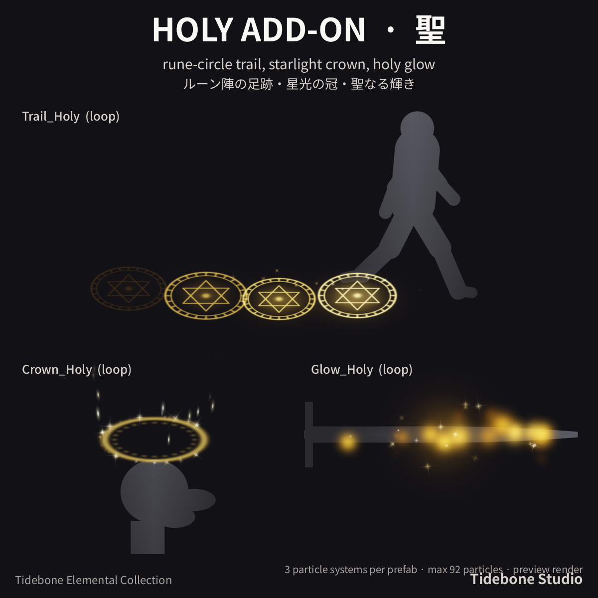Elemental Aura Add-Ons – 6 elements (Fire/Ice/Lightning/Shadow/Holy/Poison) | Tidebone Studio