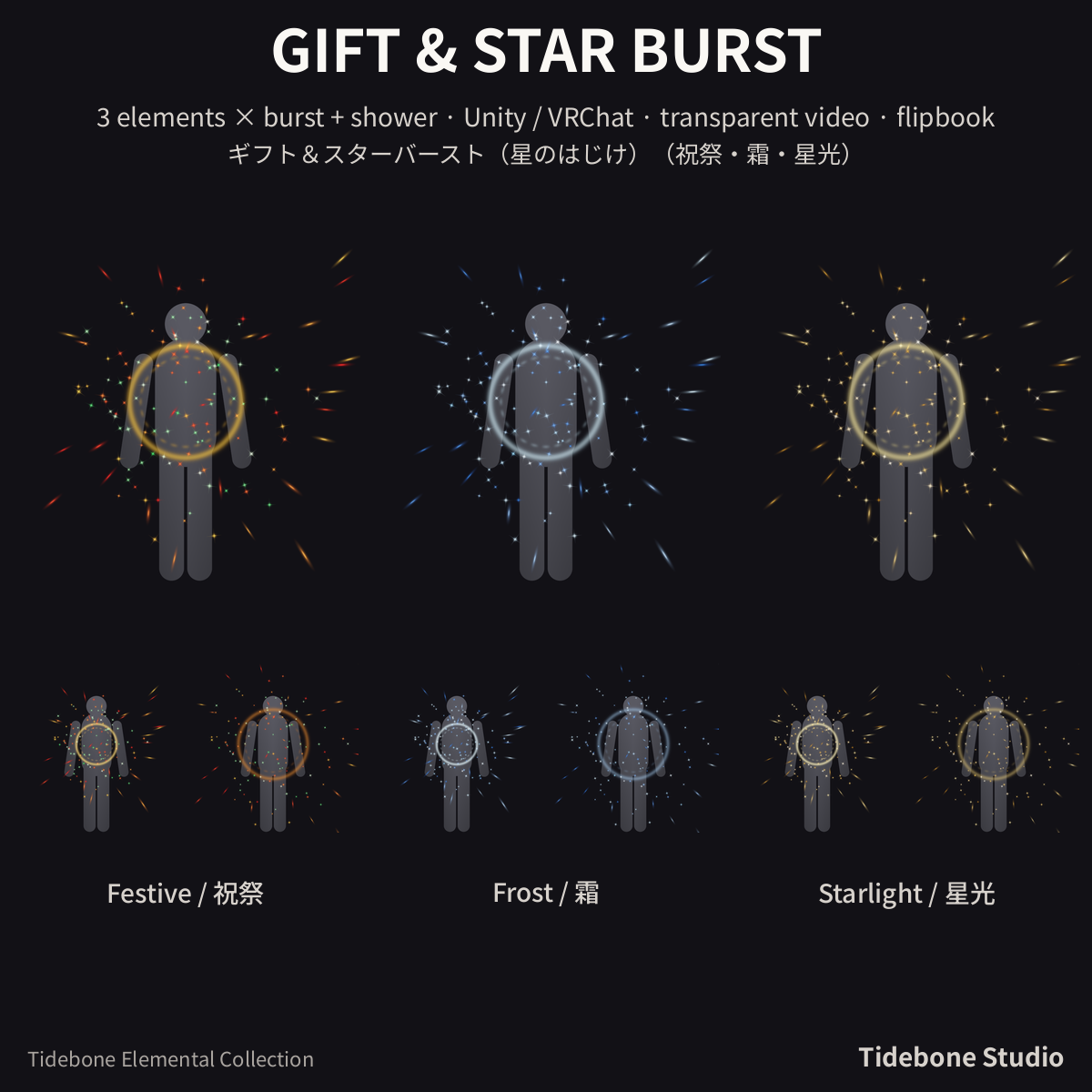 Gift & Star Burst – 3 elements (Festive/Frost/Starlight) | Tidebone Studio