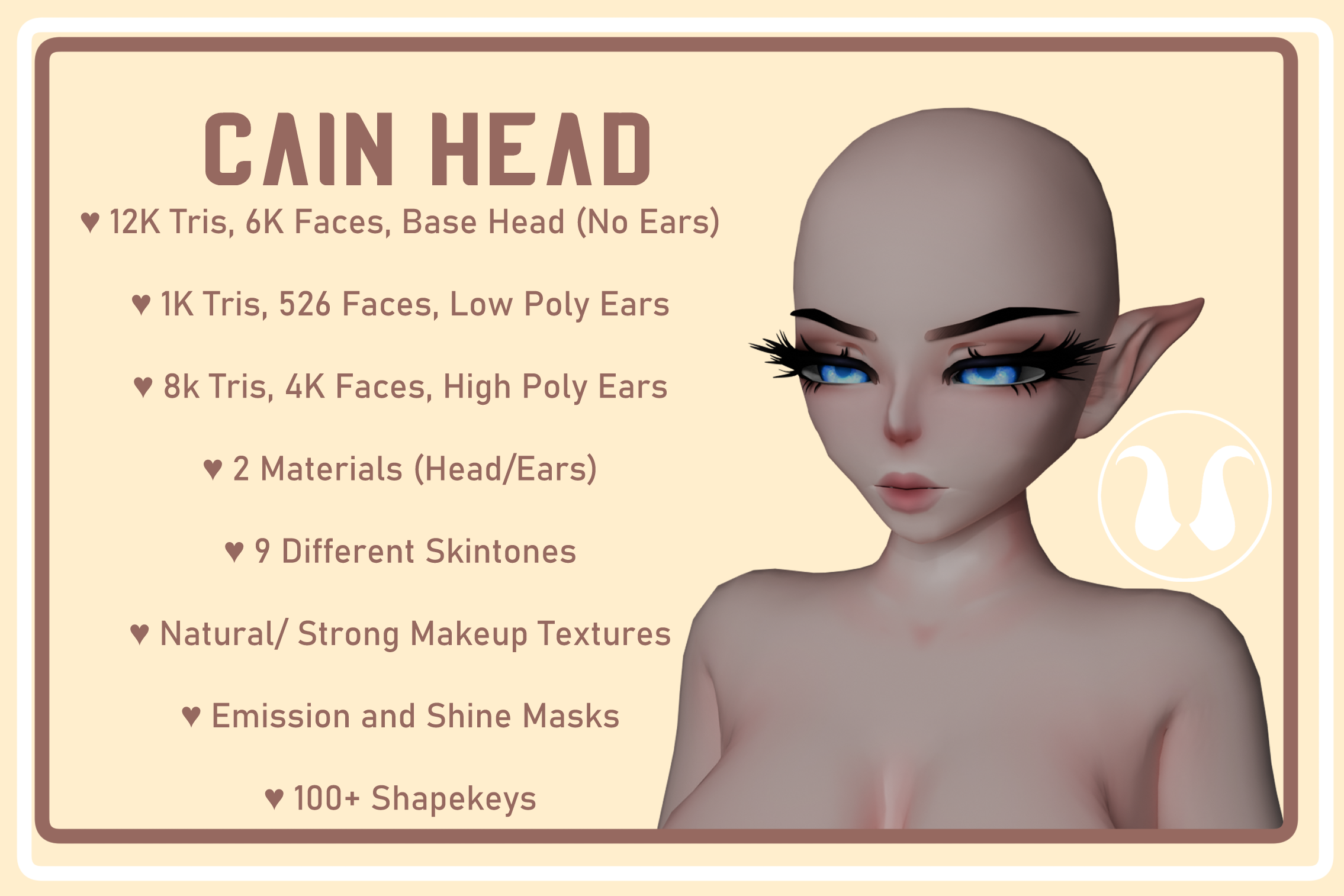 Cain Head [ARkit Compatible- Facial Tracking for VTubing or VRChat]