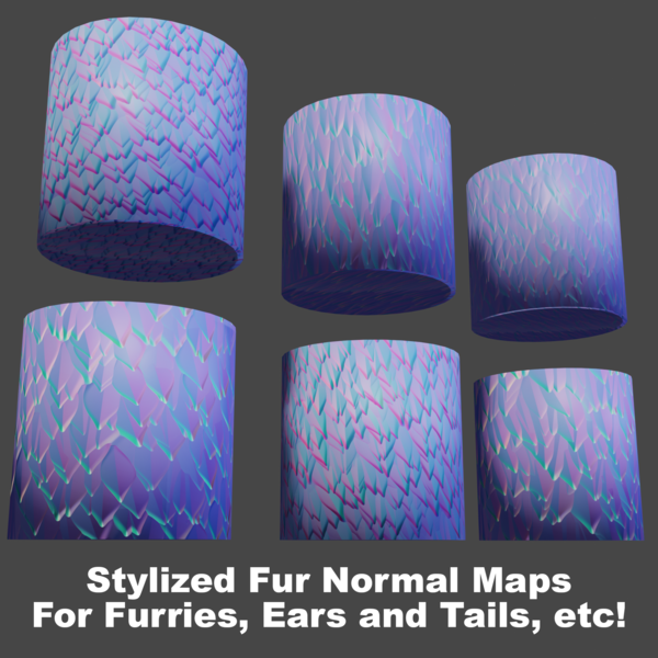 Stylized Fur Normal Maps for Furry Avatars (6 Maps)