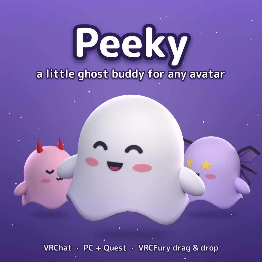 Peeky - Cute Ghost Buddy Follower (VRChat PC/Quest)