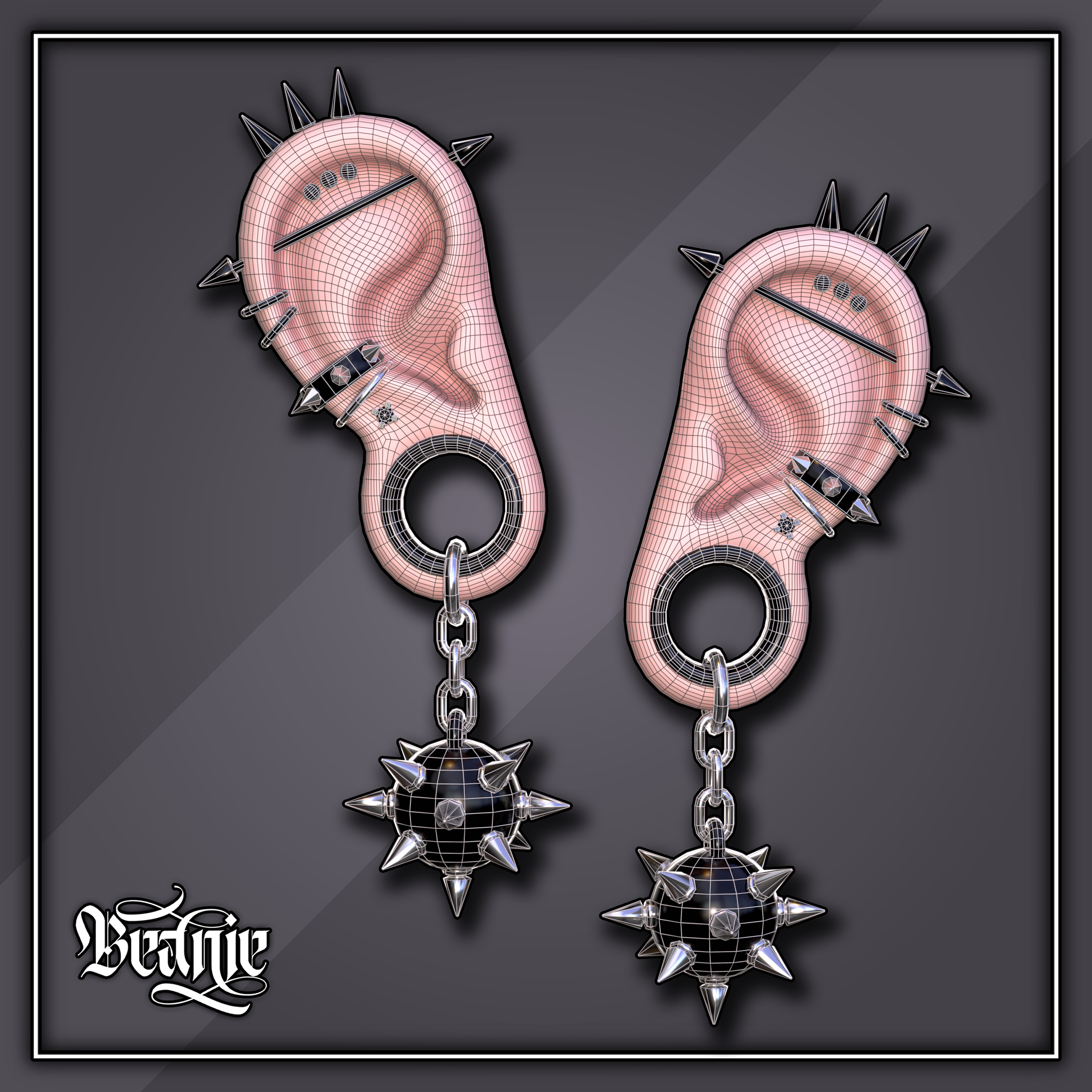 'Destruction' Earrings + Gauges Set