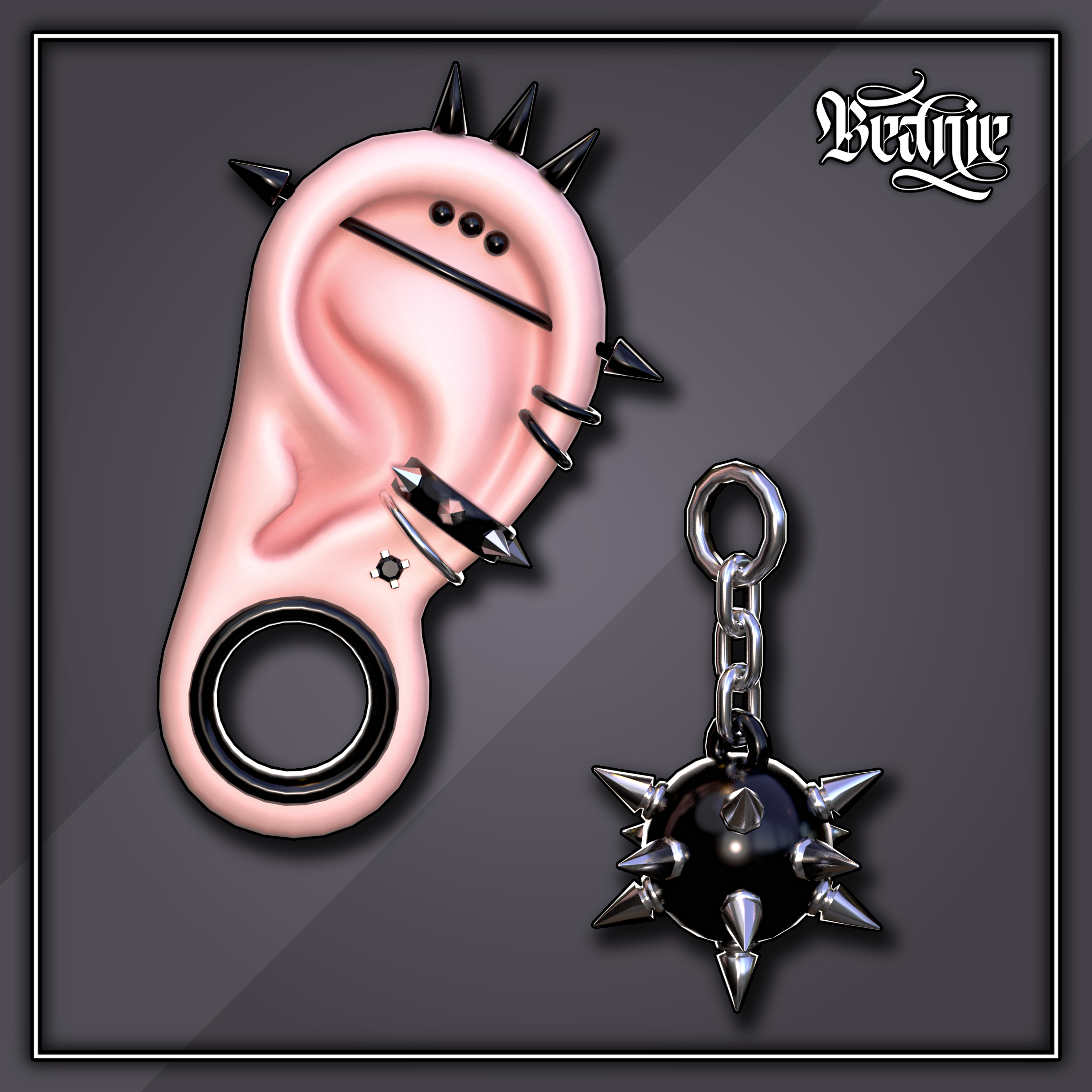 'Destruction' Earrings + Gauges Set