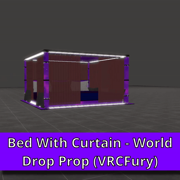 Bed With Curtain - Sky Shader - World Drop Prop (VRCFury)