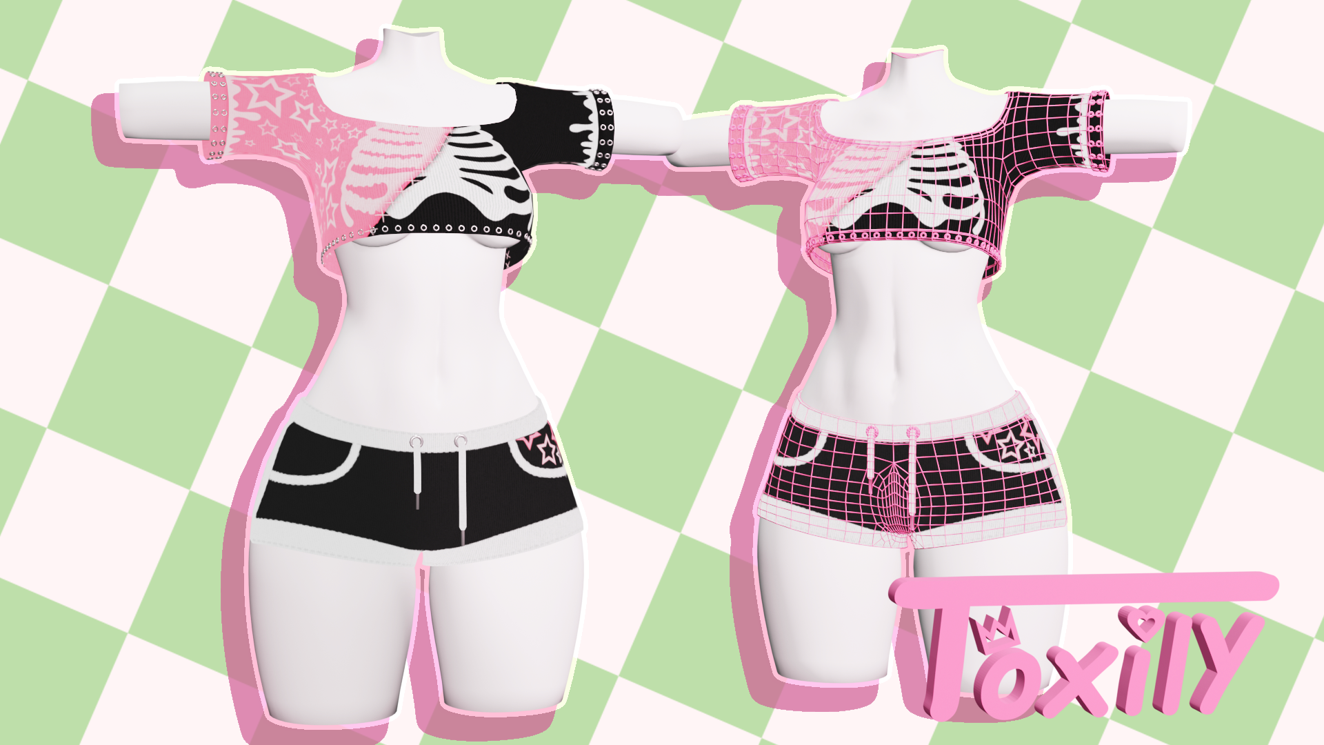 Emo Bones Pyjama Set - VRChat Outfit
