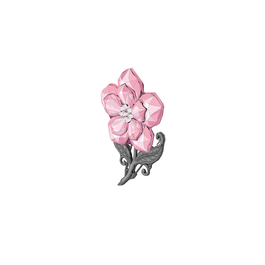 [3D Prop] Crystal Rose Brooch