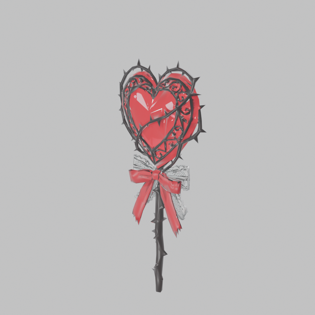 [3D Prop] Thorn Stick Candy - Gothic Heart Lollipop