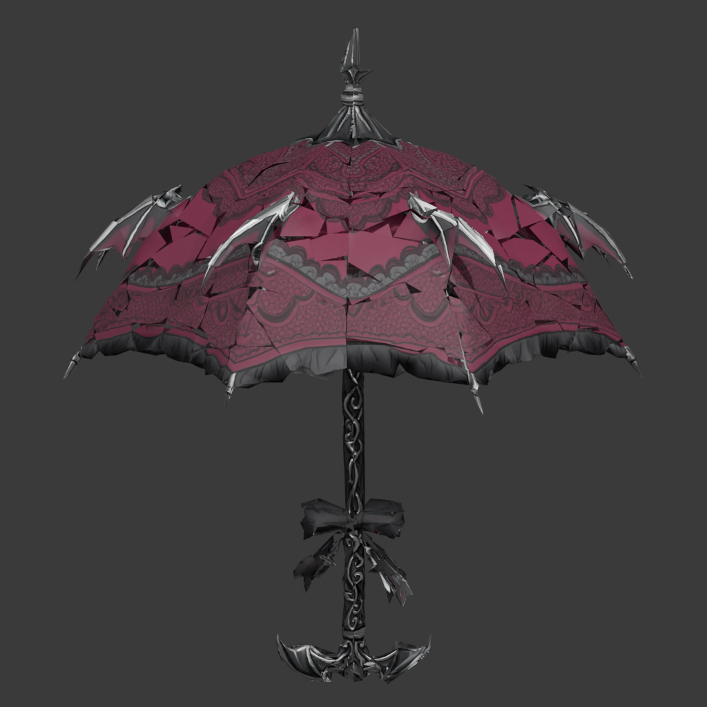 [VRChat Prop] Vampire Lace Parasol (Open) / 吸血鬼のゴシックレースパラソル（開傘状態）