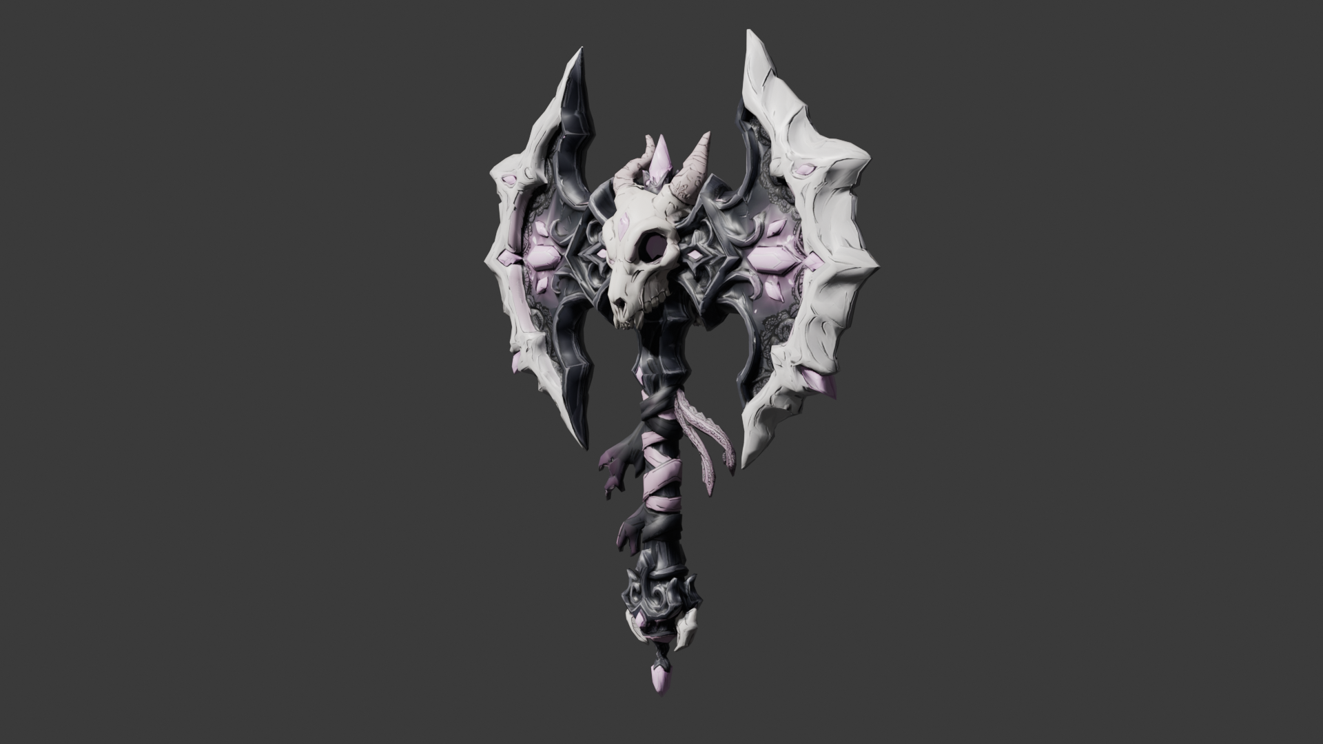 [VRChat Weapon] Bone & Lace Twin Battleaxe / 骨とフリルの悪魔双斧