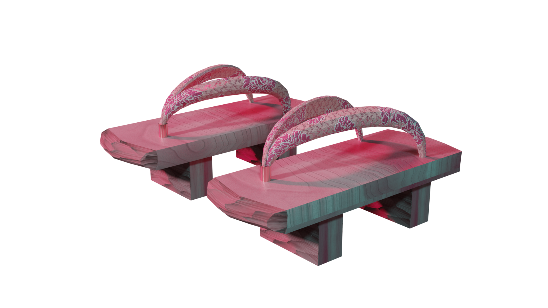 Japanese Geta Sandals - Asian Oriental Shoes LOW POLY