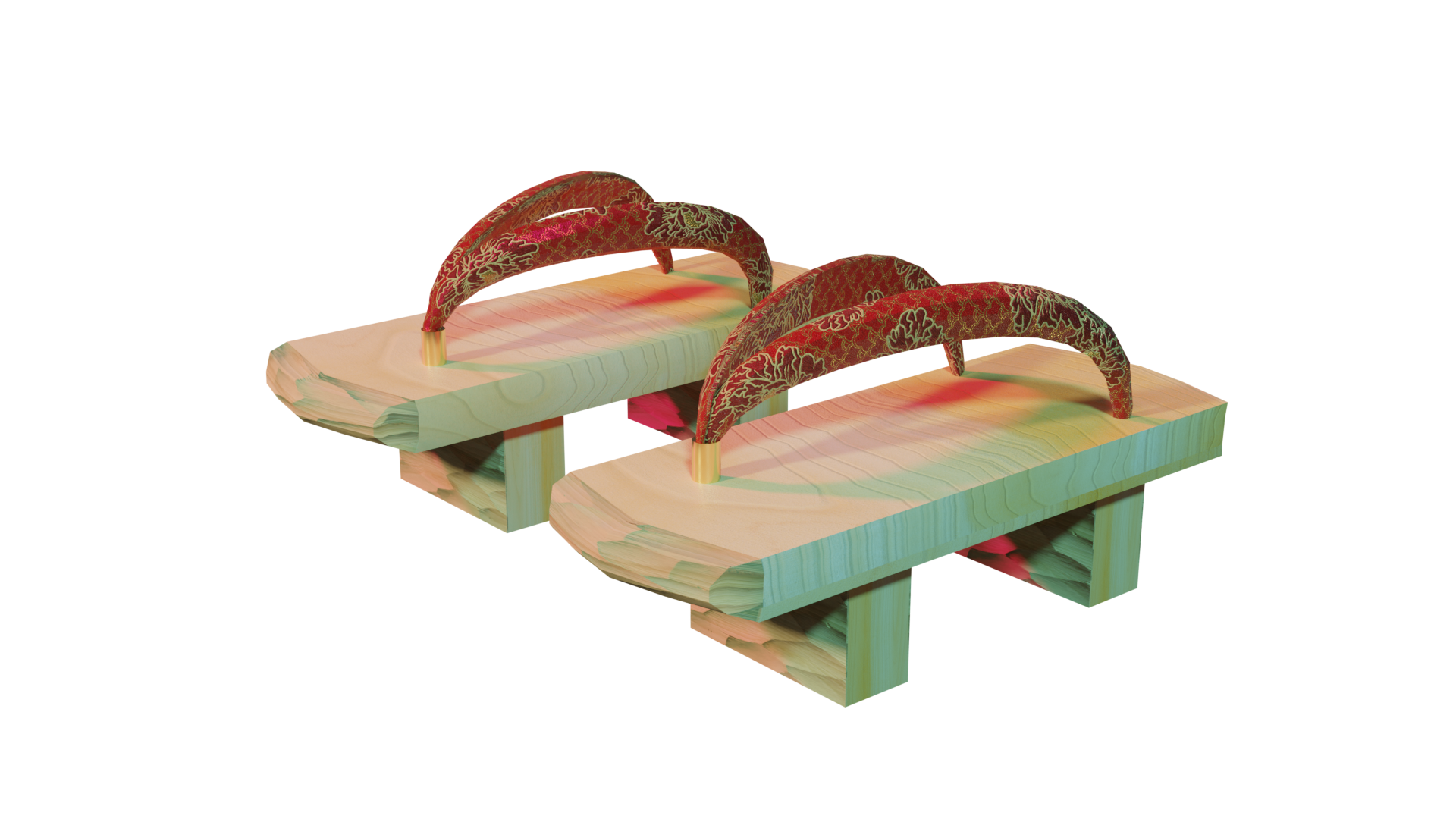 Japanese Geta Sandals - Asian Oriental Shoes LOW POLY