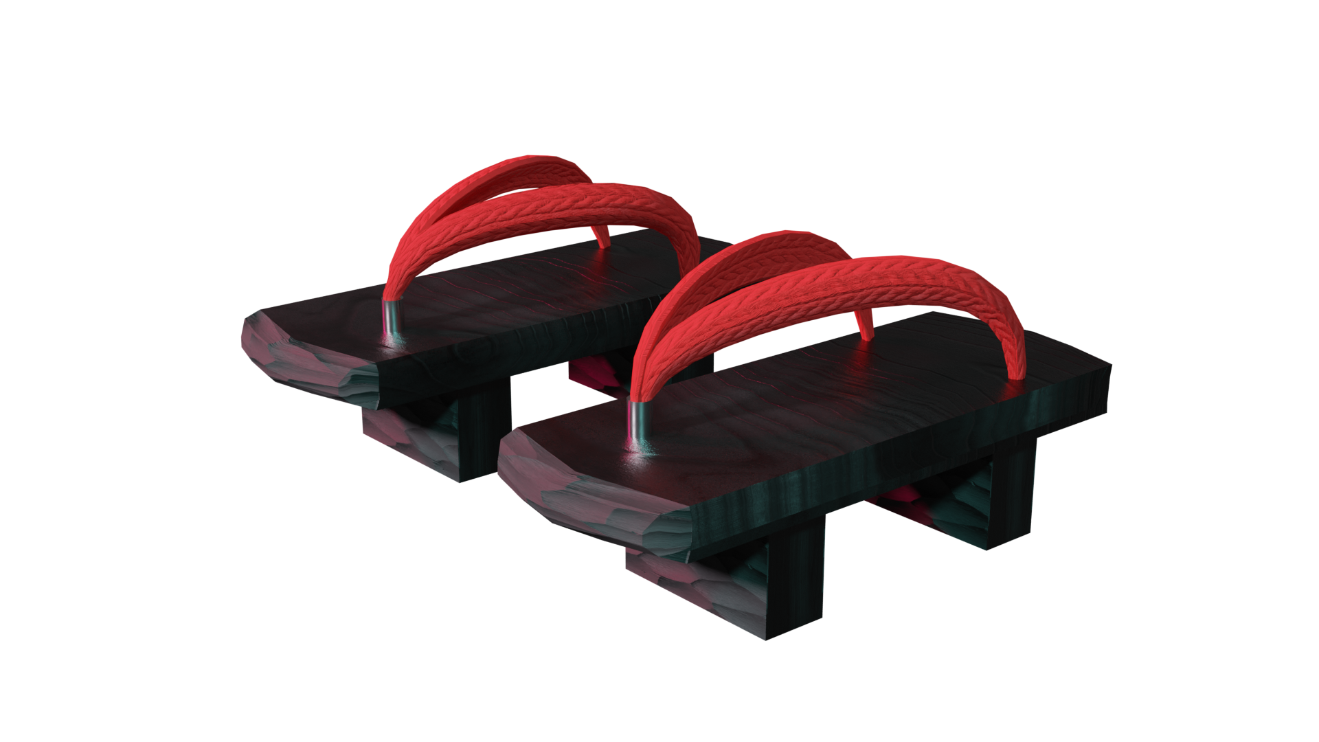 Japanese Geta Sandals - Asian Oriental Shoes LOW POLY