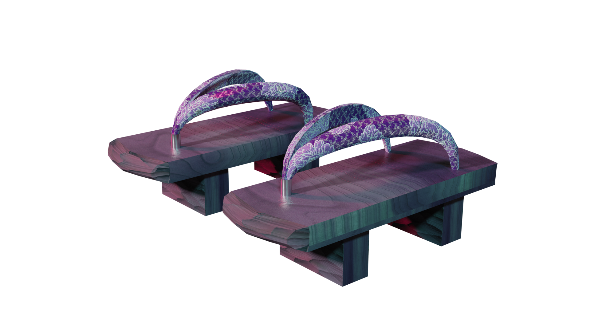 Japanese Geta Sandals - Asian Oriental Shoes LOW POLY