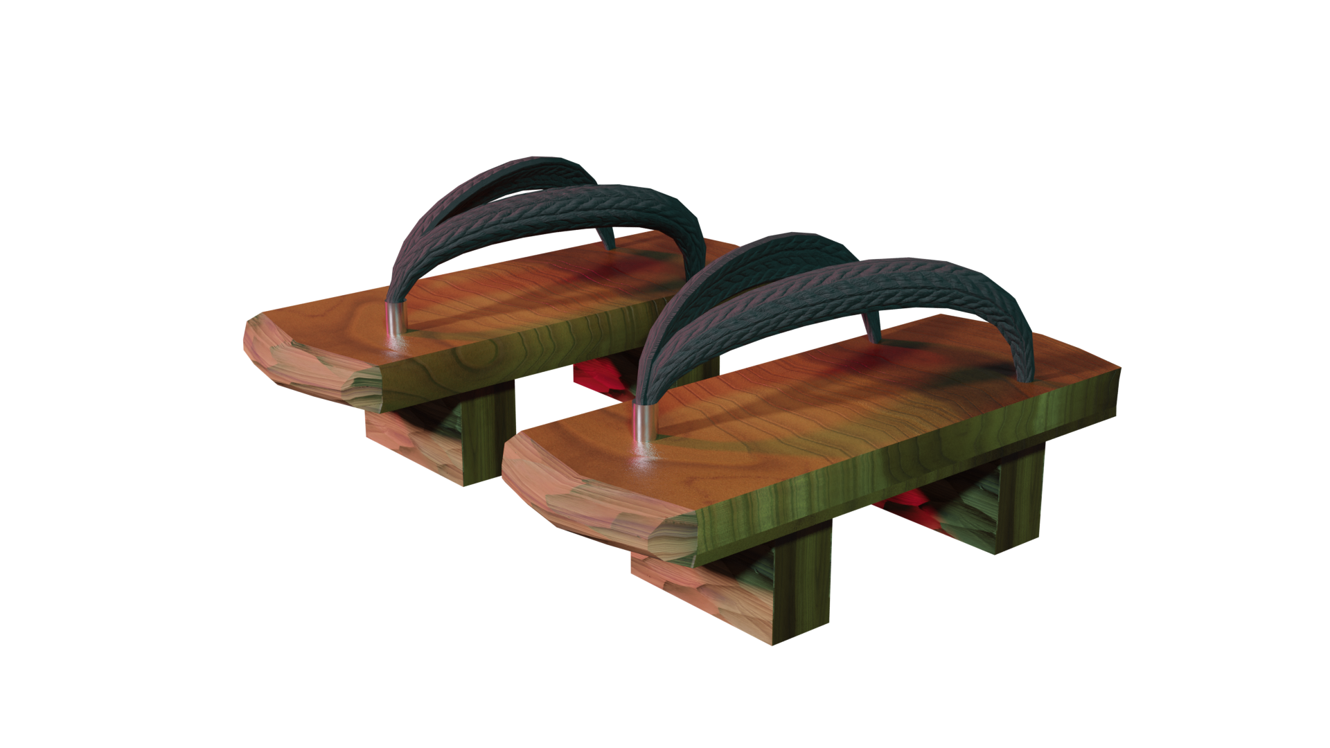 Japanese Geta Sandals - Asian Oriental Shoes LOW POLY