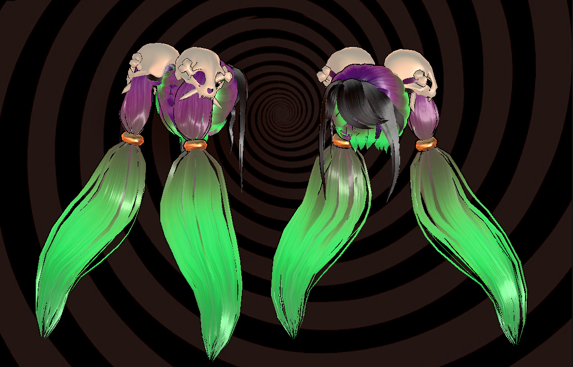 LOW POLY CAT SKULL PIGTAILS for VRChat Avatars - QUEST COMPATIBLE
