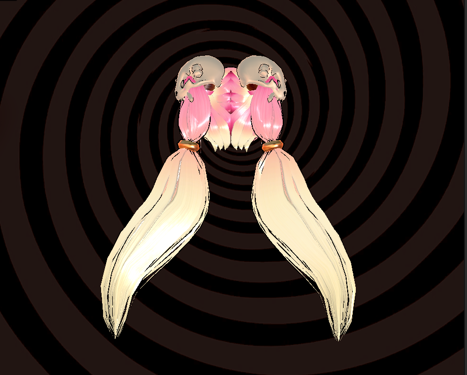 LOW POLY CAT SKULL PIGTAILS for VRChat Avatars - QUEST COMPATIBLE