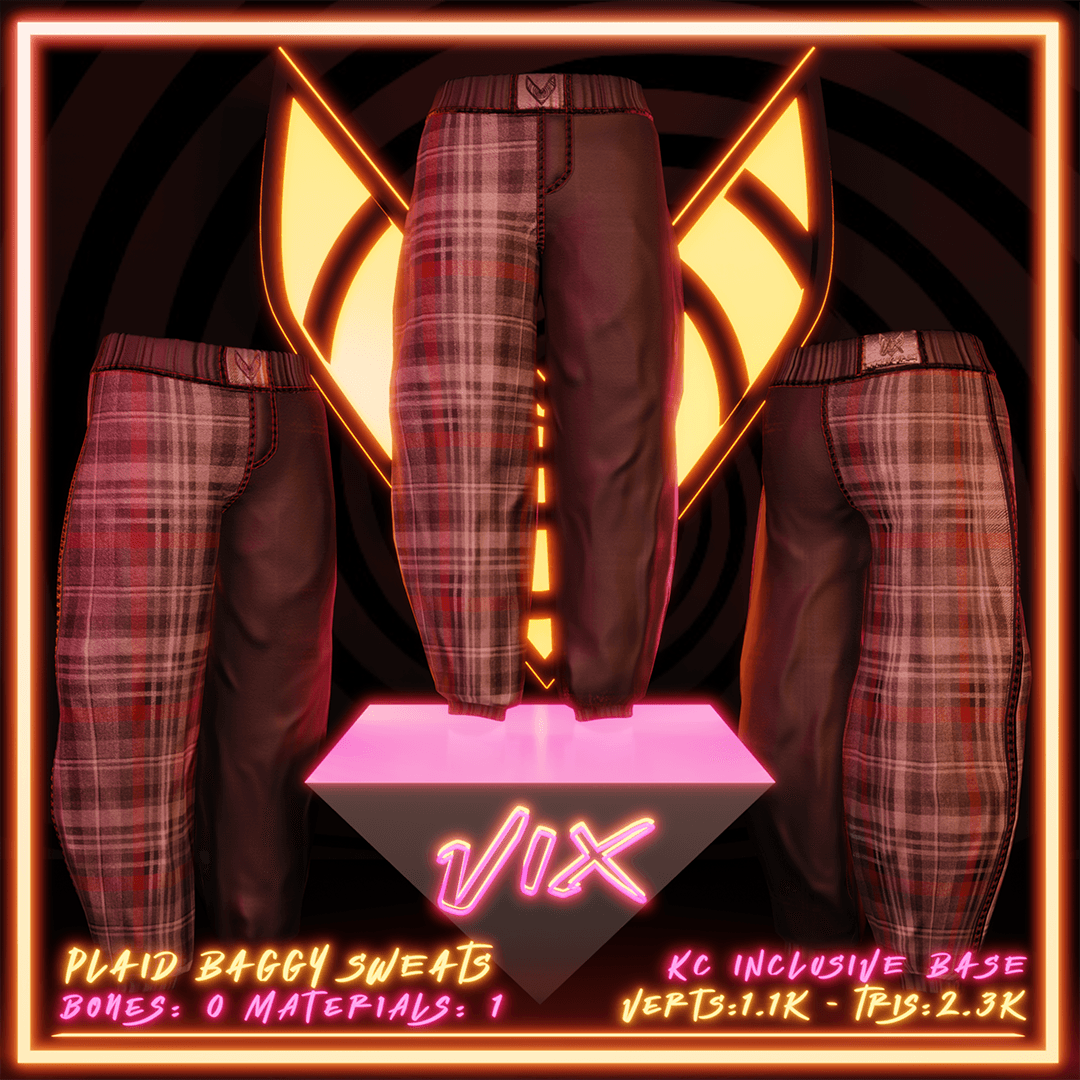 MALE BAGGY PLAID PAJAMA PANTS - KC INCLUSIVE BASE SWEATPANTS - LOW POLY asf