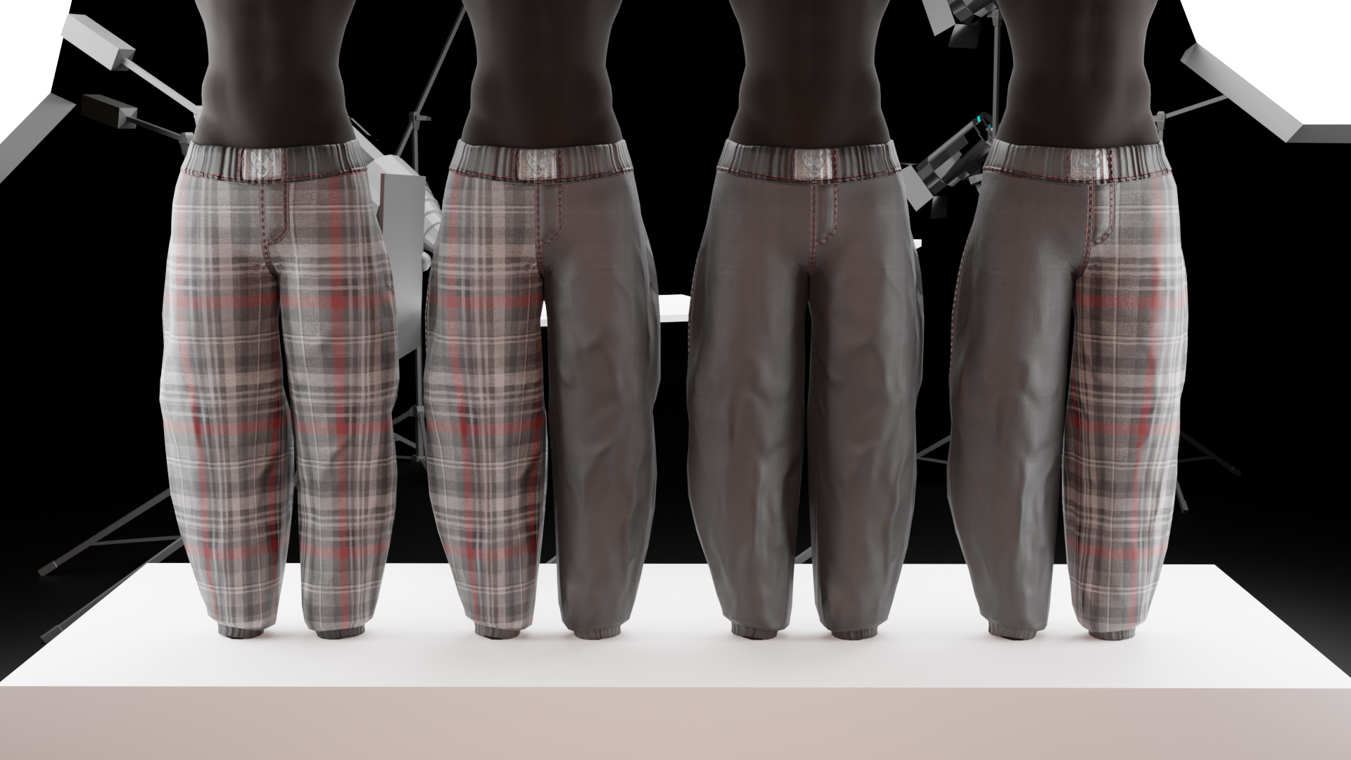 MALE BAGGY PLAID PAJAMA PANTS - KC INCLUSIVE BASE SWEATPANTS - LOW POLY asf