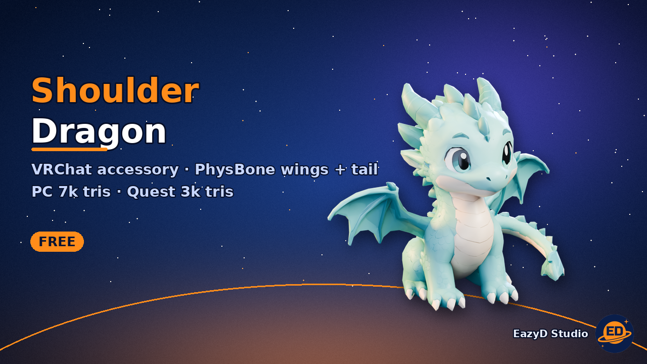 Shoulder Dragon - VRChat PhysBone Shoulder Pet (Free)