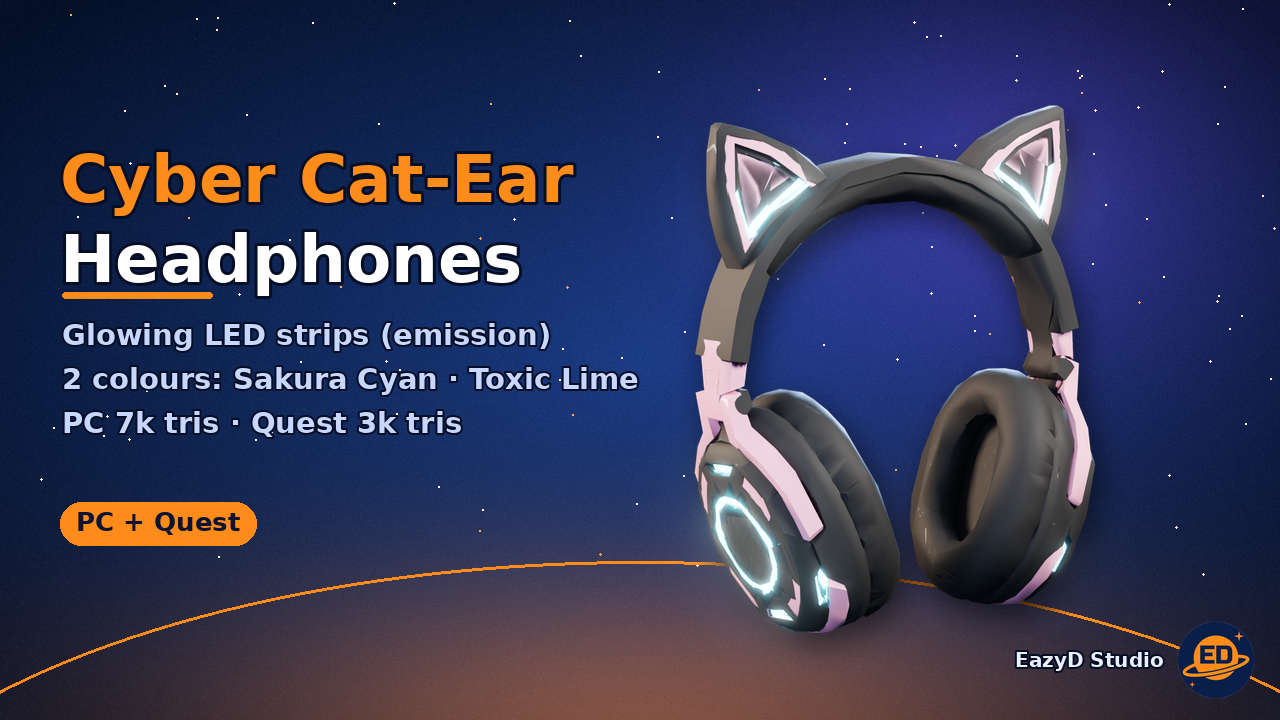 Cyber Cat-Ear Headphones - VRChat Glowing LED Headphones, 2 Colours