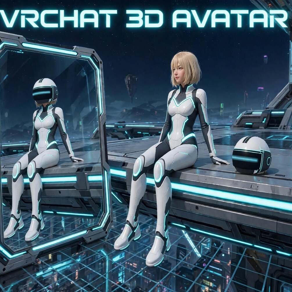 VRChat 3D AVATAR  - 7 Gestures + 5 Lock Poses + 3 Dances + 6 Emotes + 27 Expressions + 15 Visemes | PC + Quest GOOD    ✨ SIGNATURE FEATURE - REMOVABLE HELMET