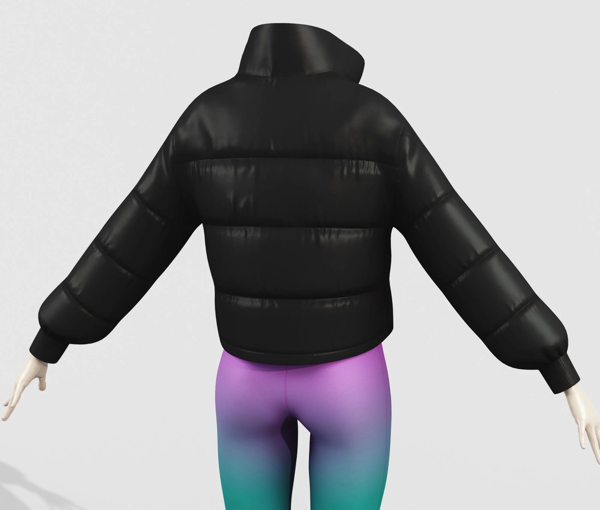 Outfit Puffer Jacket Black and Top with Bike Shorts | WOLVES STUDIO
