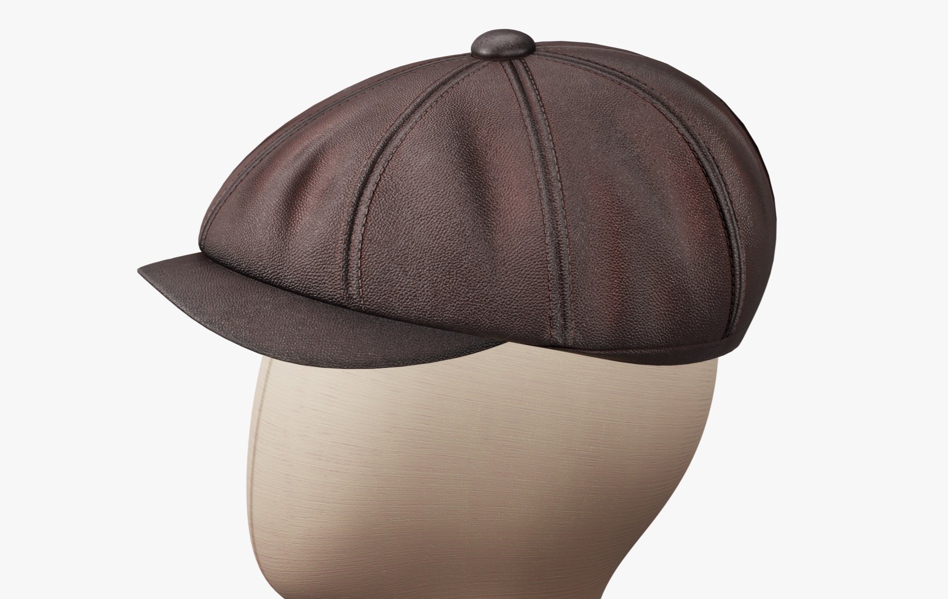 Vintage Golf Beret Hat Leather Brown | WOLVES STUDIO