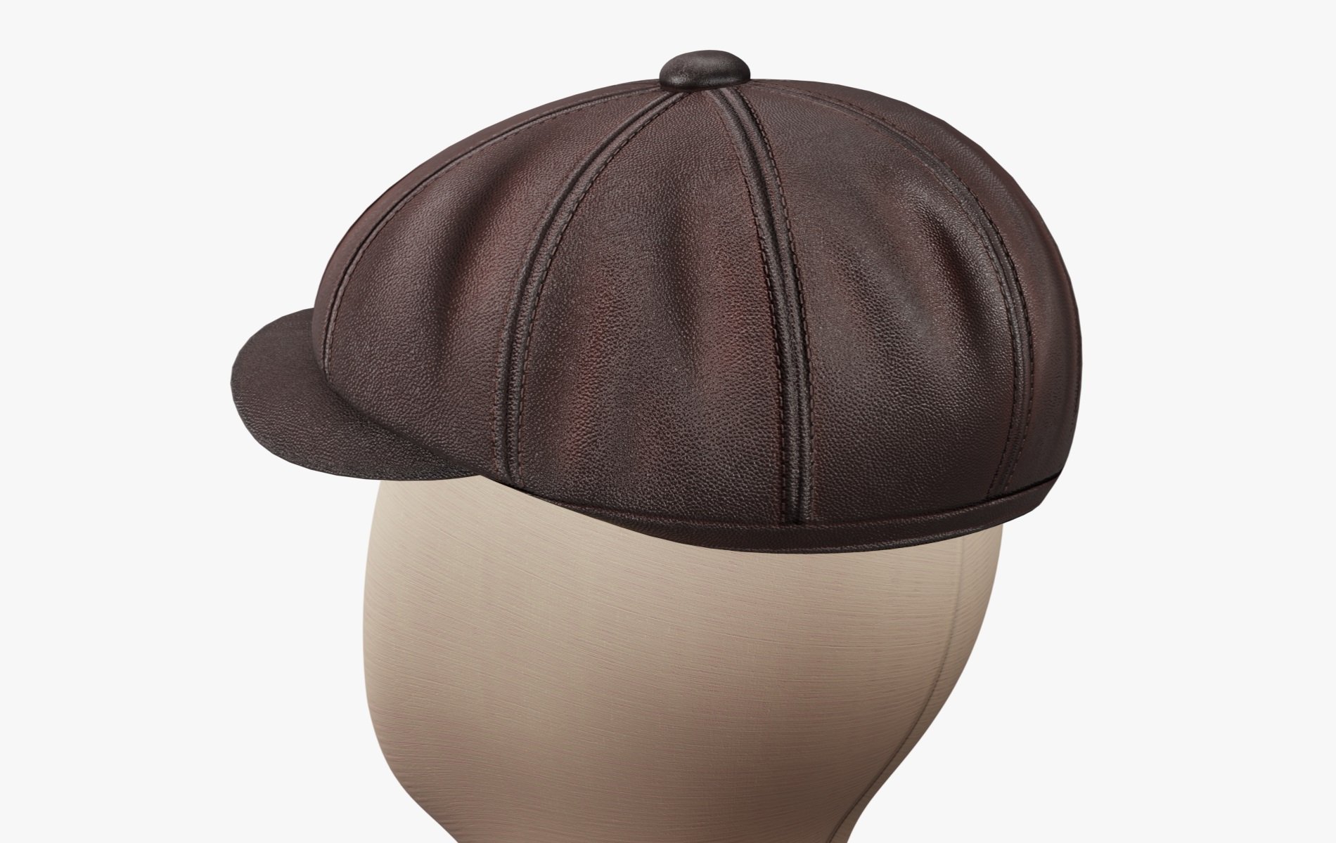 Vintage Golf Beret Hat Leather Brown | WOLVES STUDIO