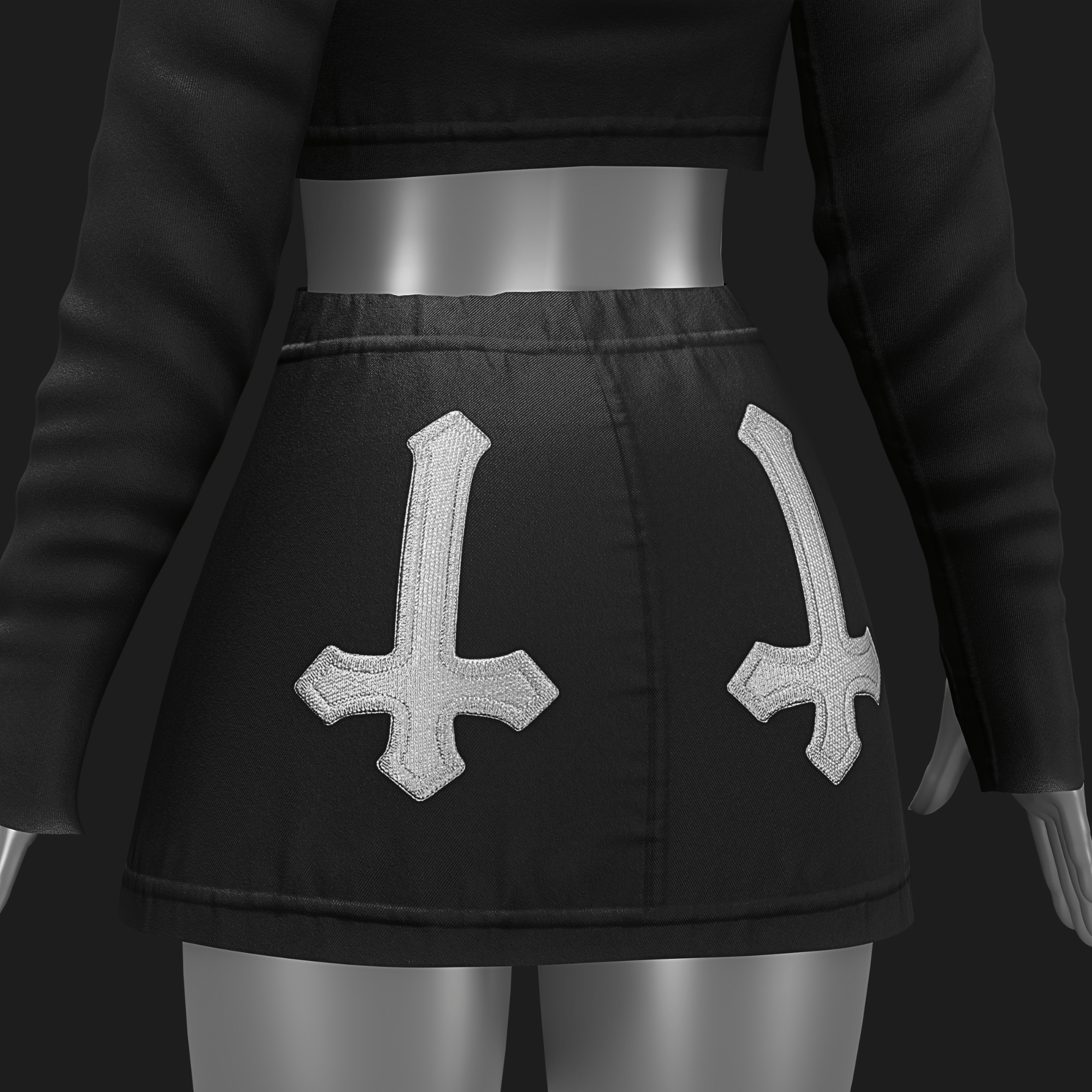 Black Cat Set VRChat - Pentagram-Cross | Beanie-Blouse-Skirt | WOLVES STUDIO