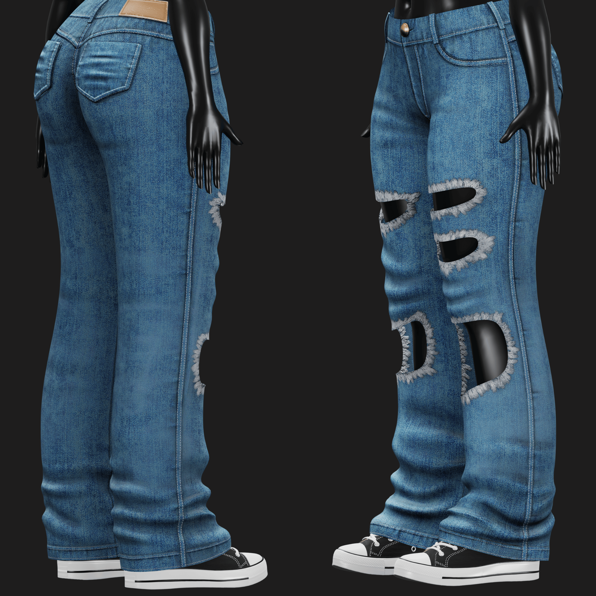 WOMEN'S DENIM PANTS VRChat - 5 COLORS | WOLVES STUDIO