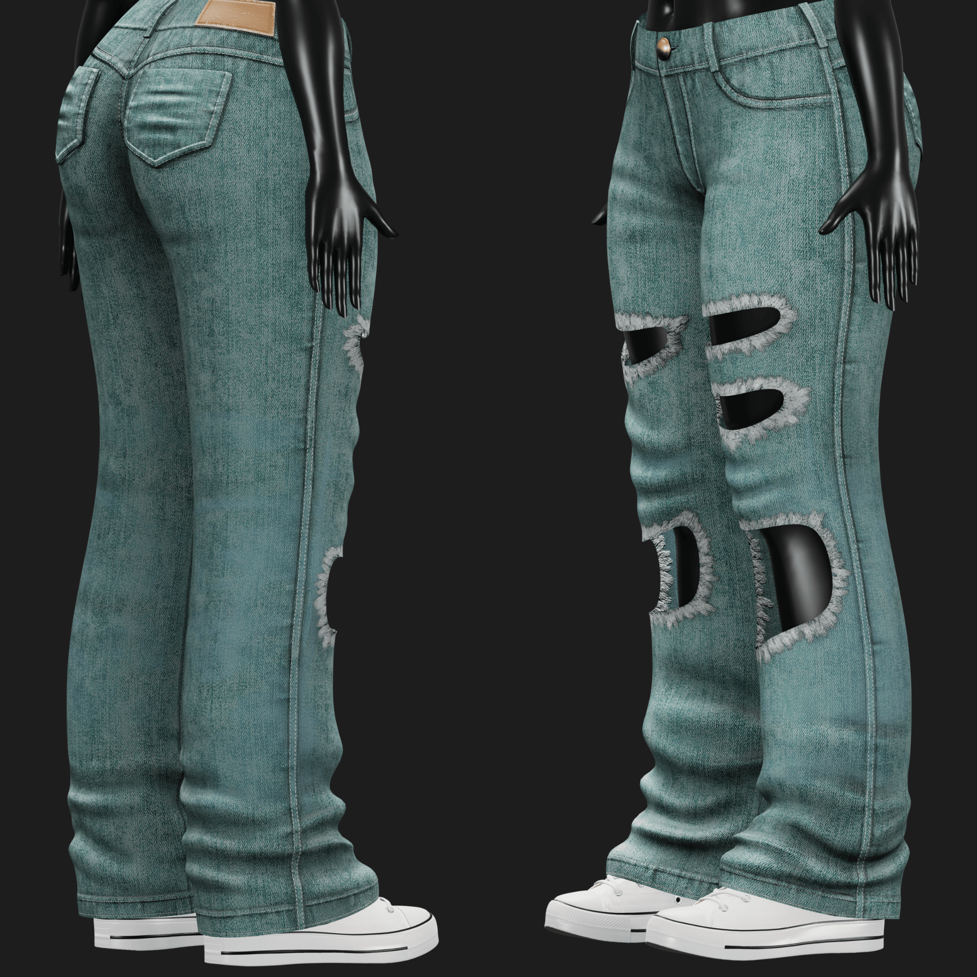 WOMEN'S DENIM PANTS VRChat - 5 COLORS | WOLVES STUDIO