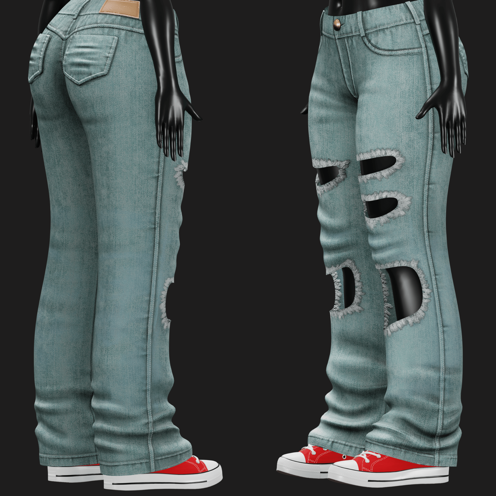 WOMEN'S DENIM PANTS VRChat - 5 COLORS | WOLVES STUDIO