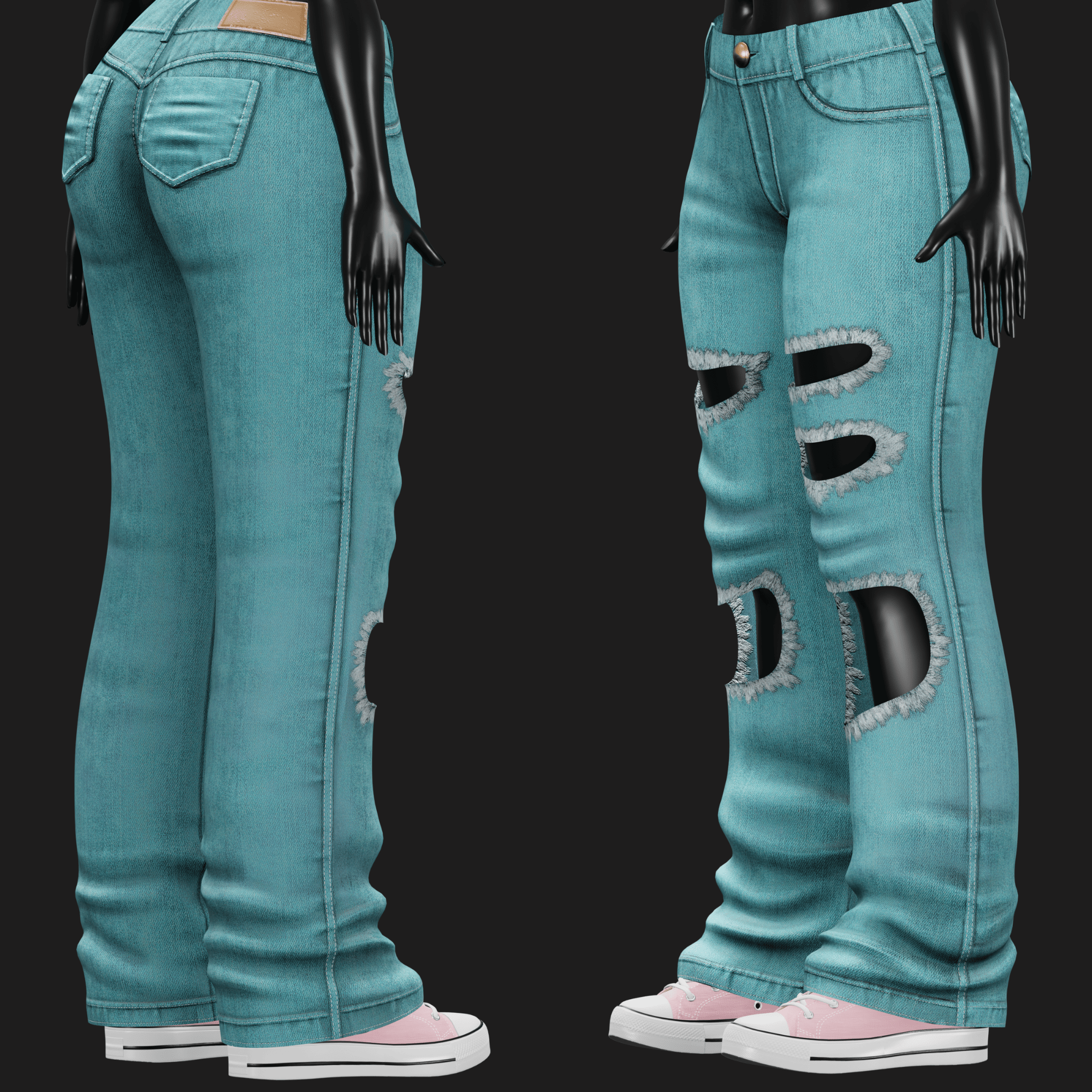 WOMEN'S DENIM PANTS VRChat - 5 COLORS | WOLVES STUDIO