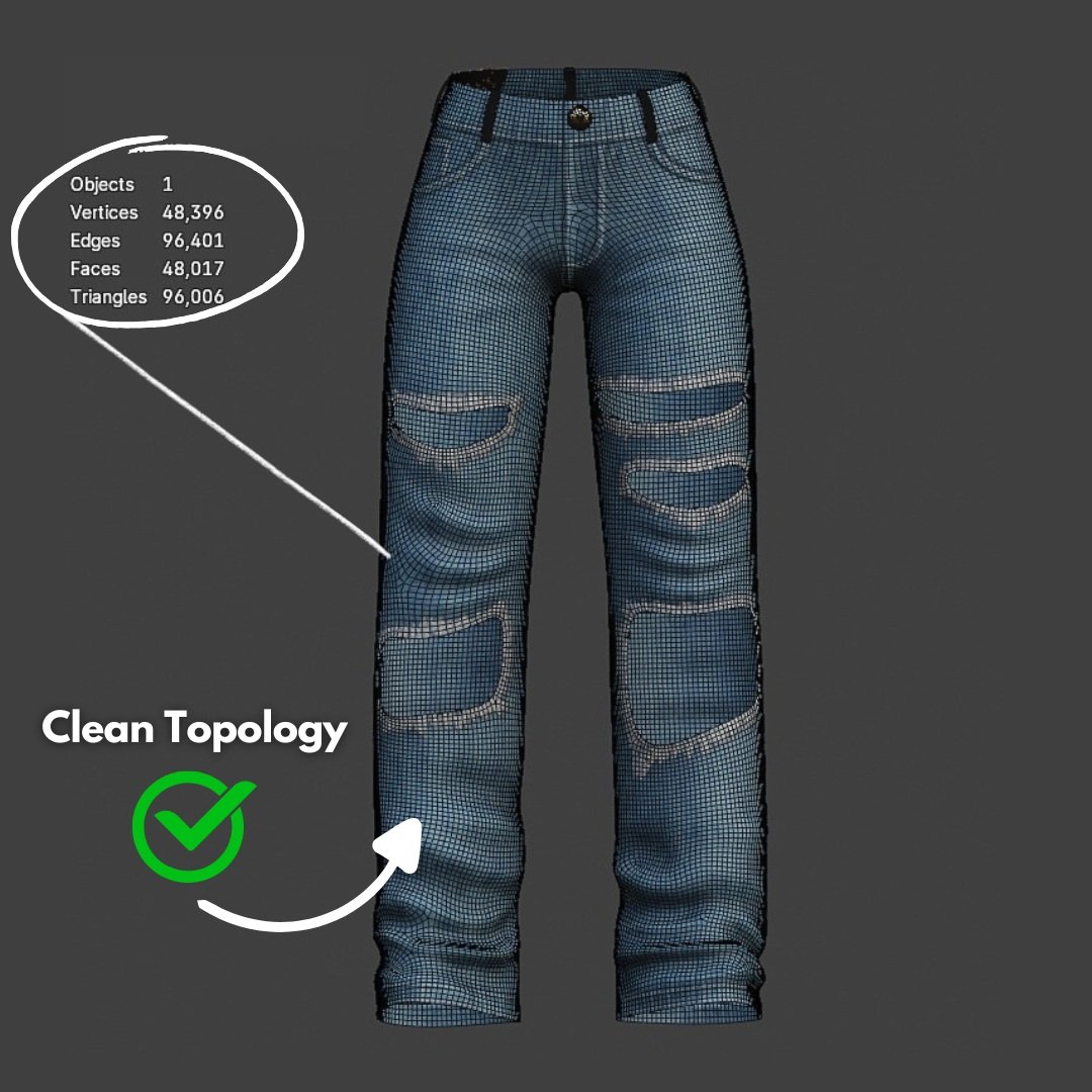 WOMEN'S DENIM PANTS VRChat - 5 COLORS | WOLVES STUDIO