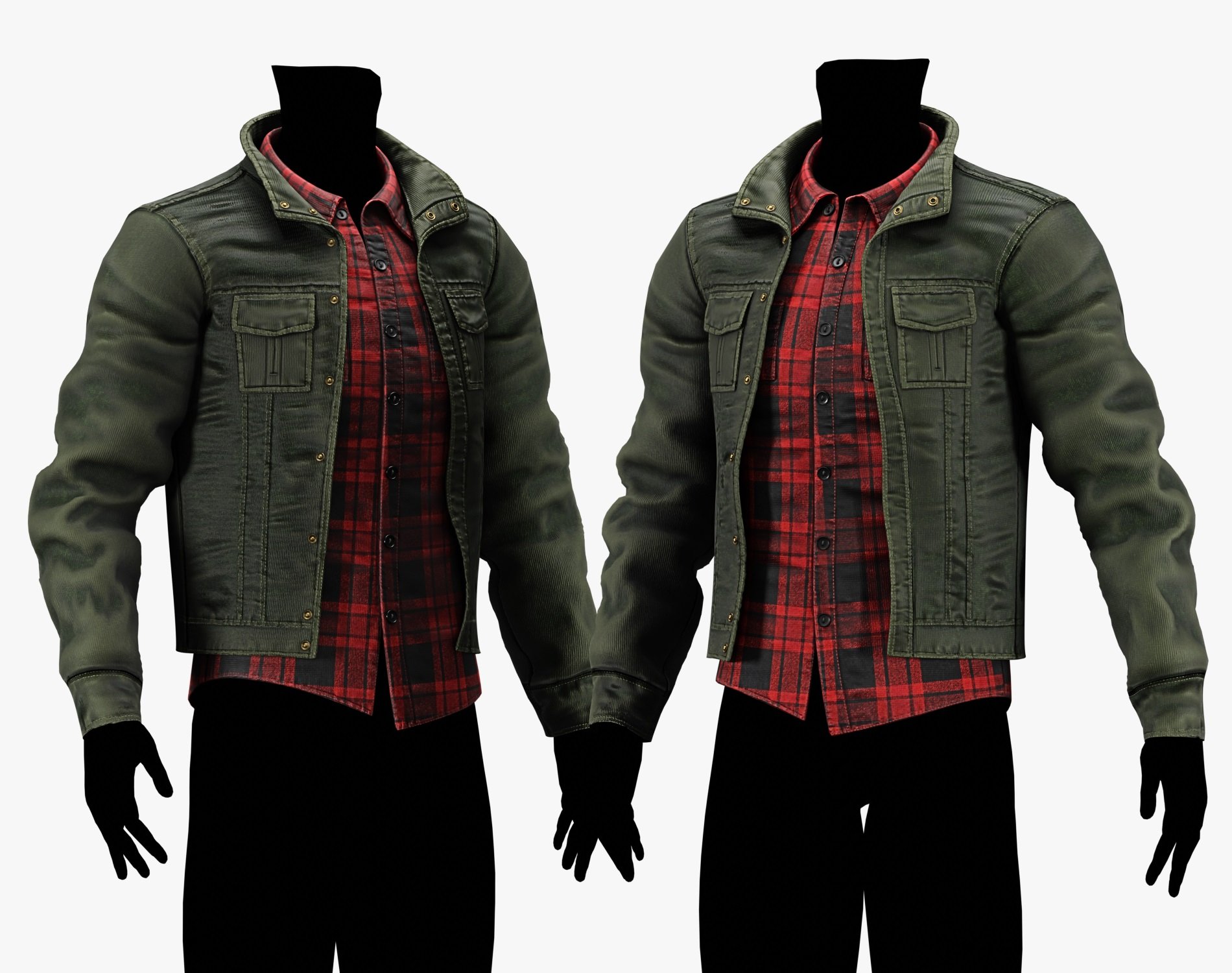 3D Jacket + Flannel Plaid Shirt Casual Clothing - EBOY Pack | WOLVES STUDIO