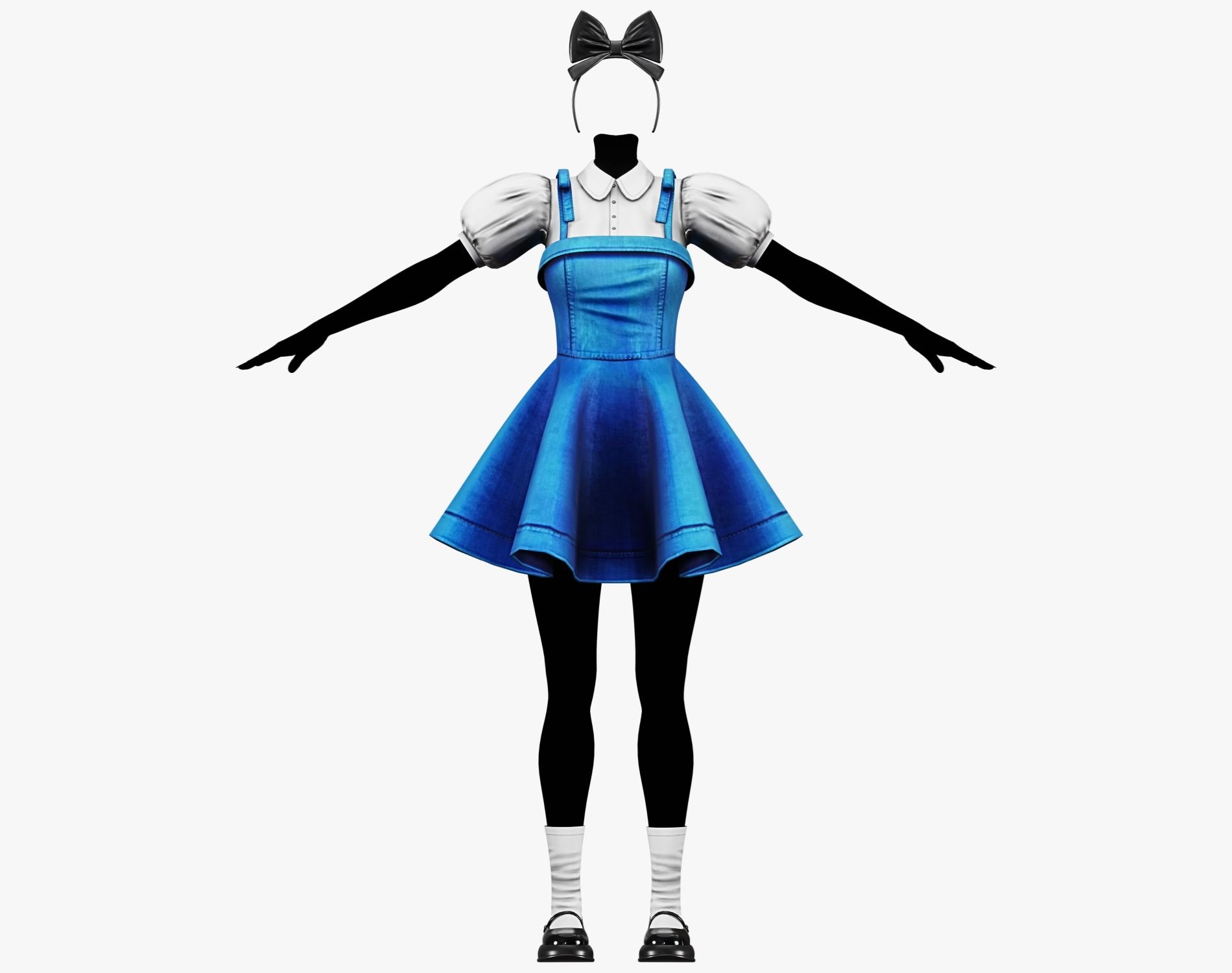 Wonderland Outfit Pack - Dress, Blouse, Socks, Shoes, Bow Headband | WOLVES STUDIO