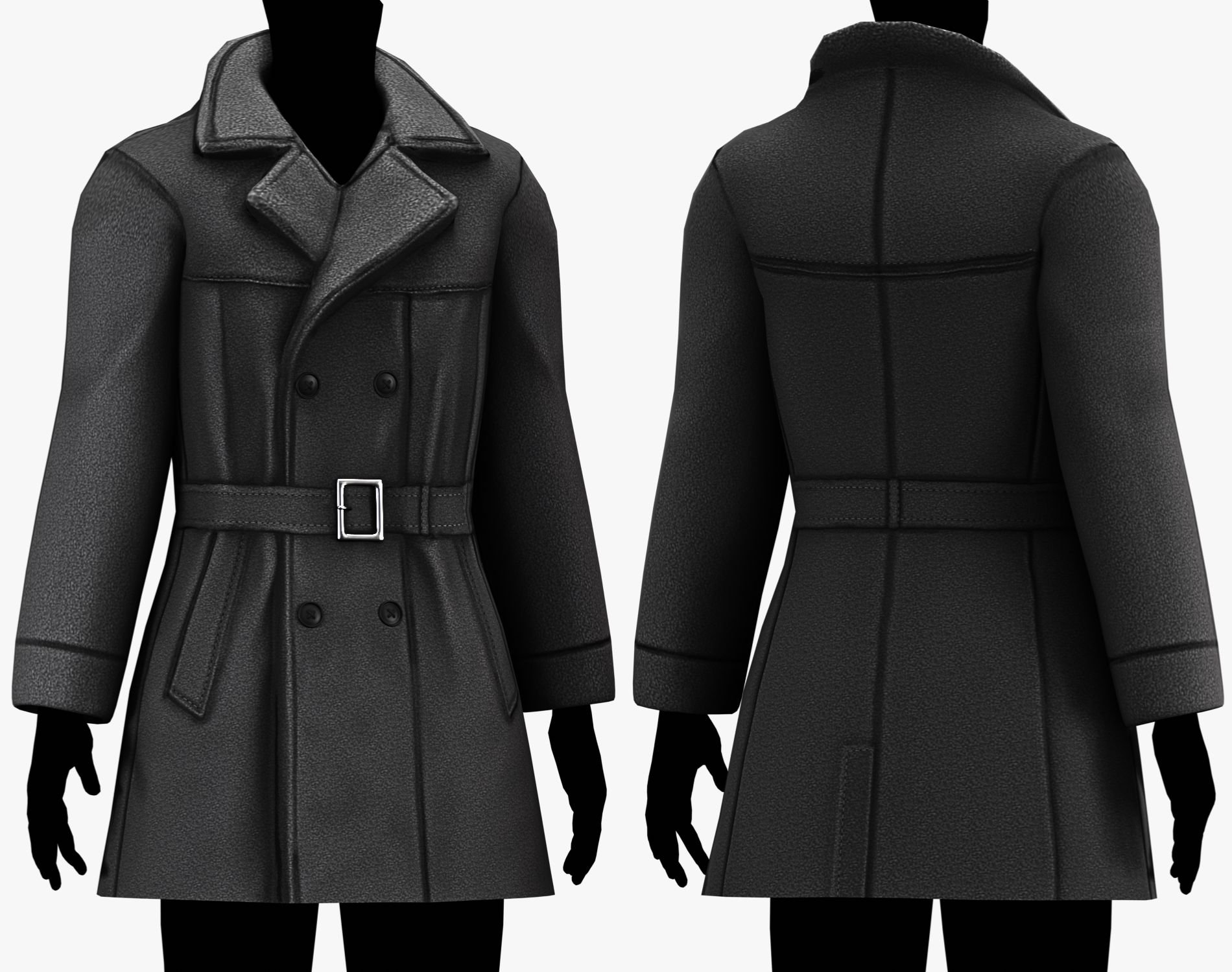 Noir Trench Coat Mafia Style - 5 Styles | WOLVES STUDIO