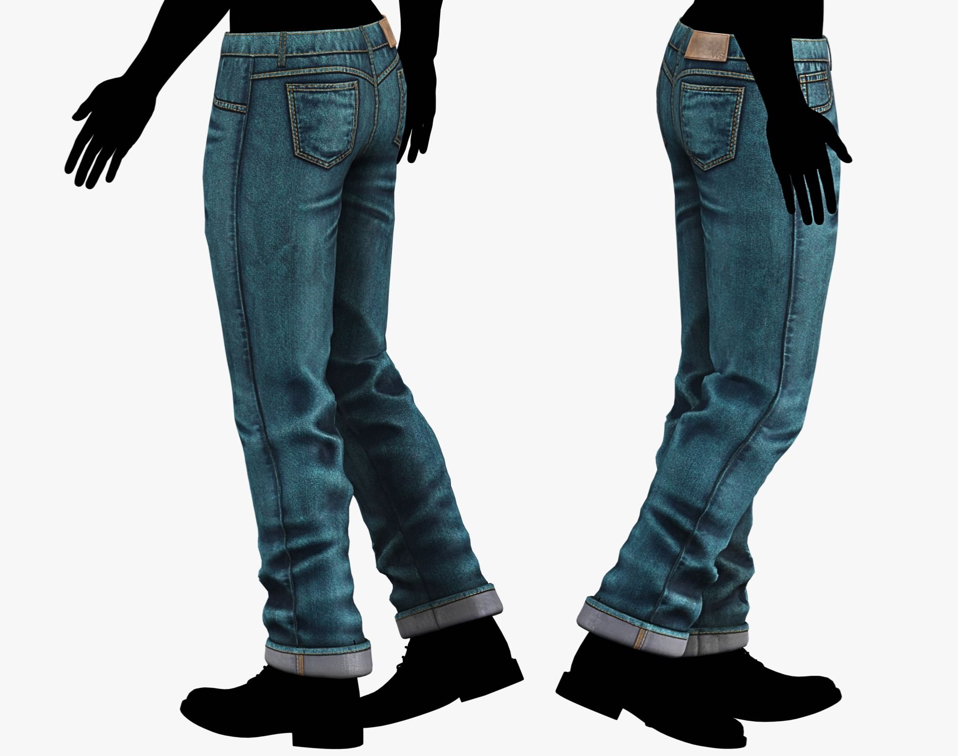 Male Casual Jeans Pants Pack - Game-Ready 3D Model | PBR 4K Denim | WOLVES STUDIO