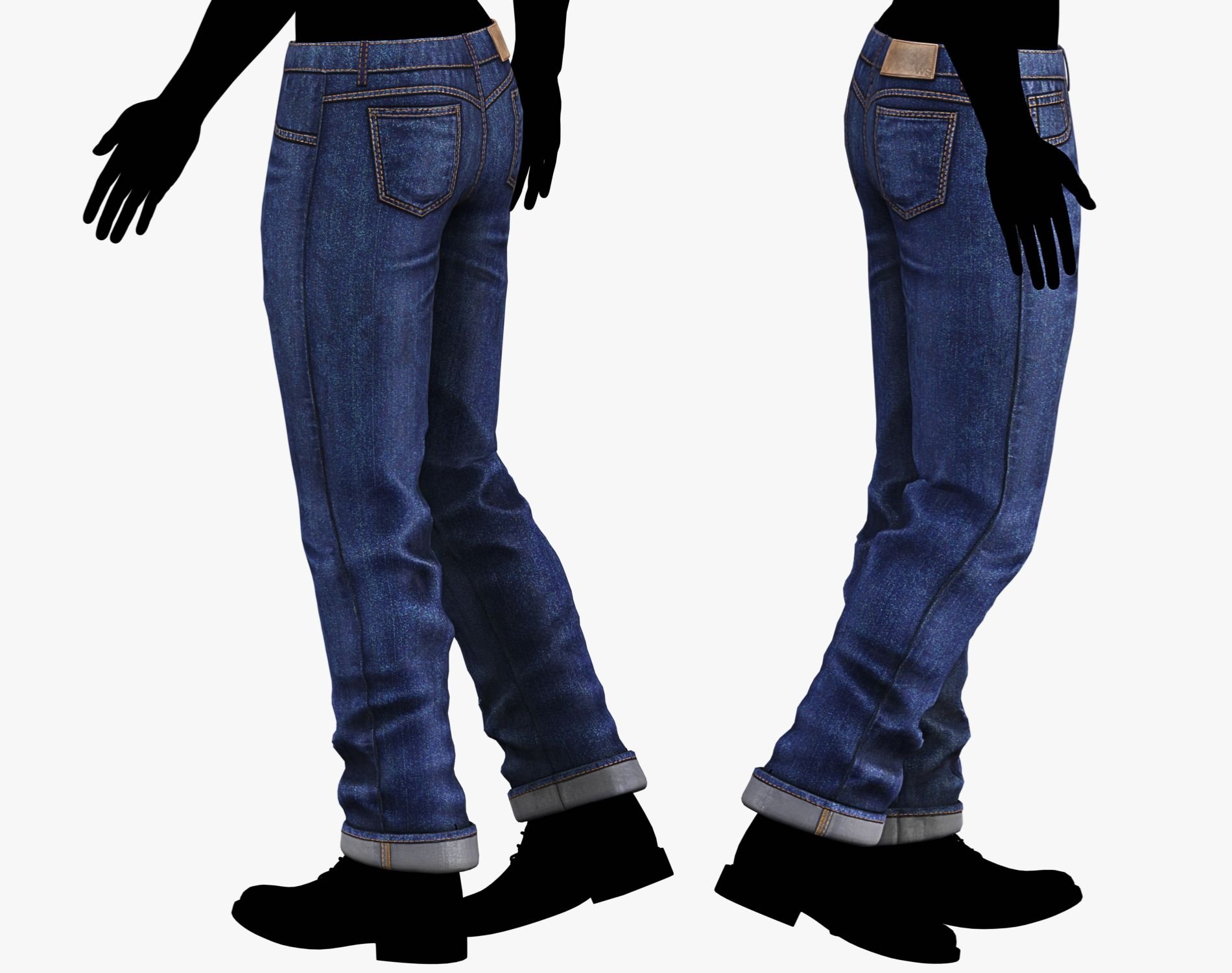 Male Casual Jeans Pants Pack - Game-Ready 3D Model | PBR 4K Denim | WOLVES STUDIO