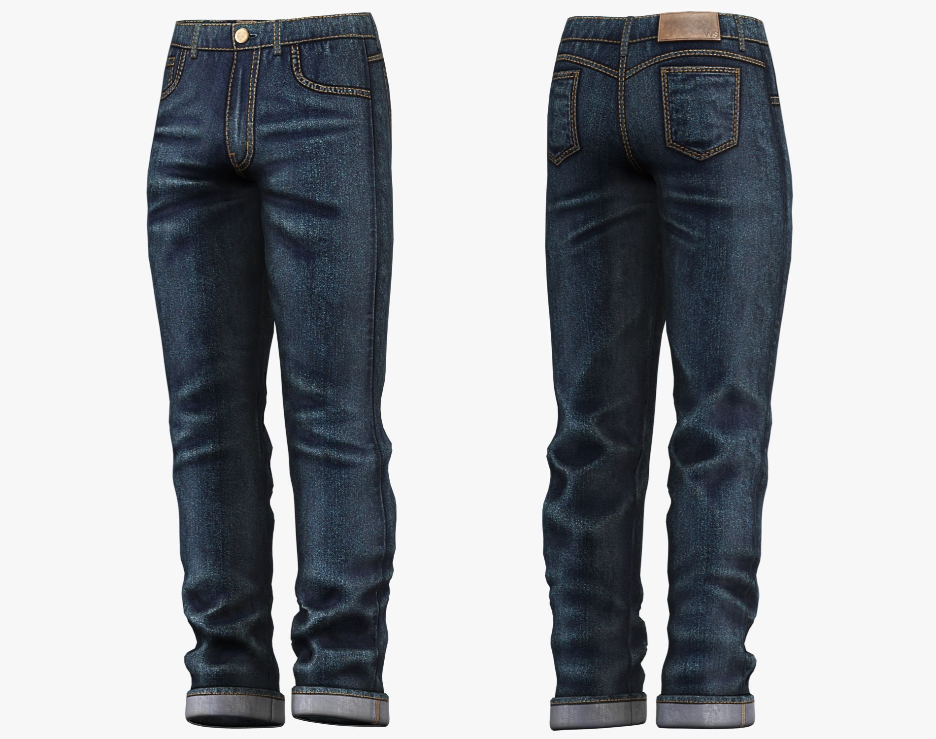 Male Casual Jeans Pants Pack - Game-Ready 3D Model | PBR 4K Denim | WOLVES STUDIO