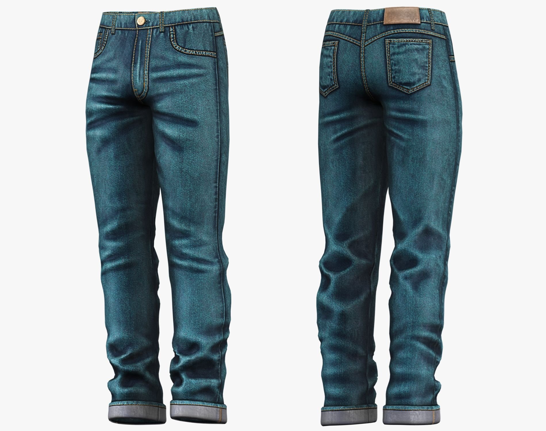 Male Casual Jeans Pants Pack - Game-Ready 3D Model | PBR 4K Denim | WOLVES STUDIO