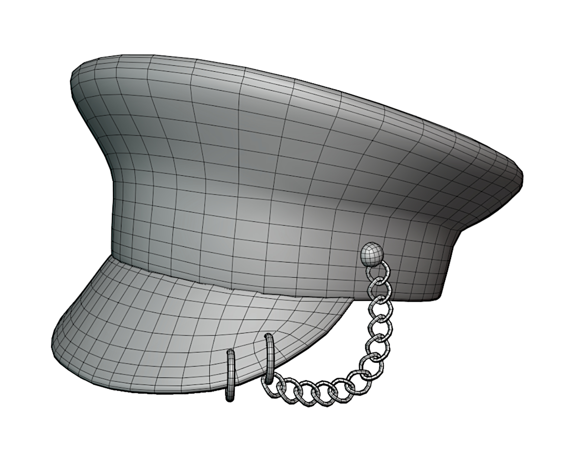 Black Latex Military Hat with Chain Detail - Avatar Accessory | WOLVES STUDIO