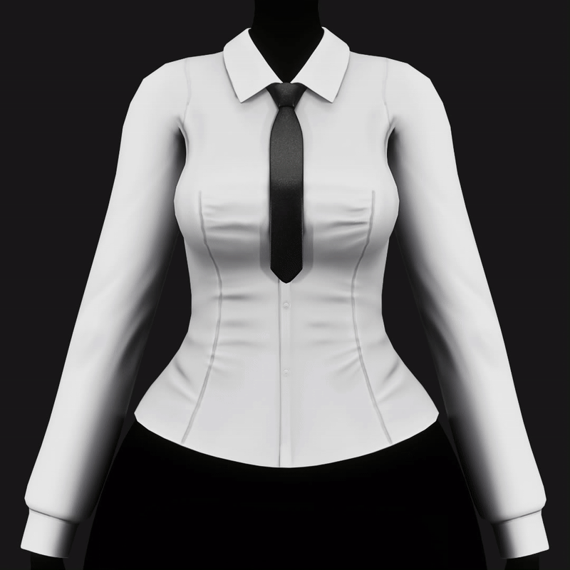 Womenâs Slim Shirt with Tie - VRChat Clothing | WOLVES STUDIO