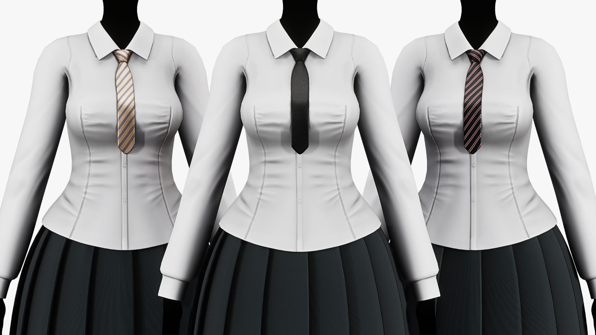 Women’s Slim Shirt with Tie - VRChat Clothing | WOLVES STUDIO