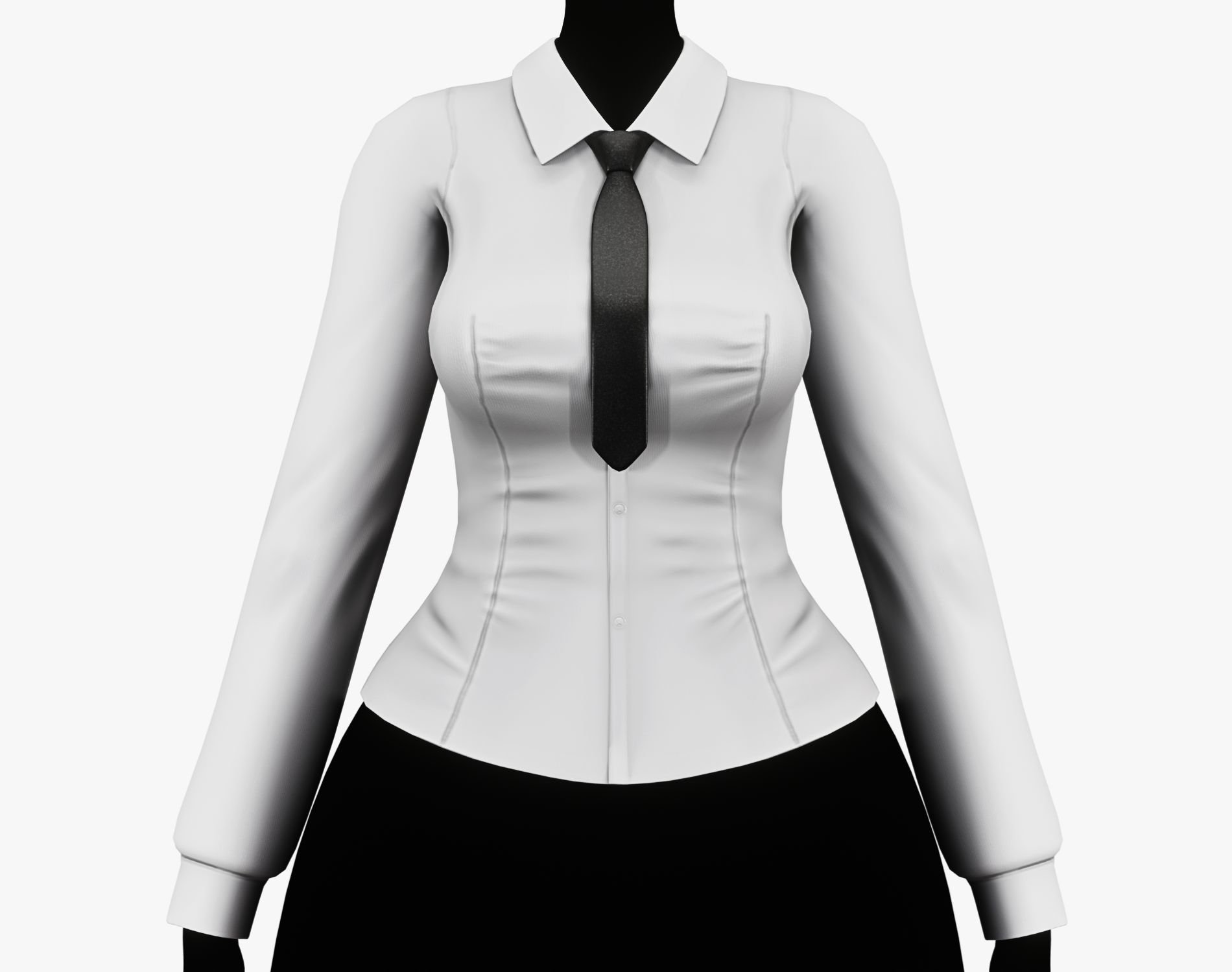 Women’s Slim Shirt with Tie - VRChat Clothing | WOLVES STUDIO