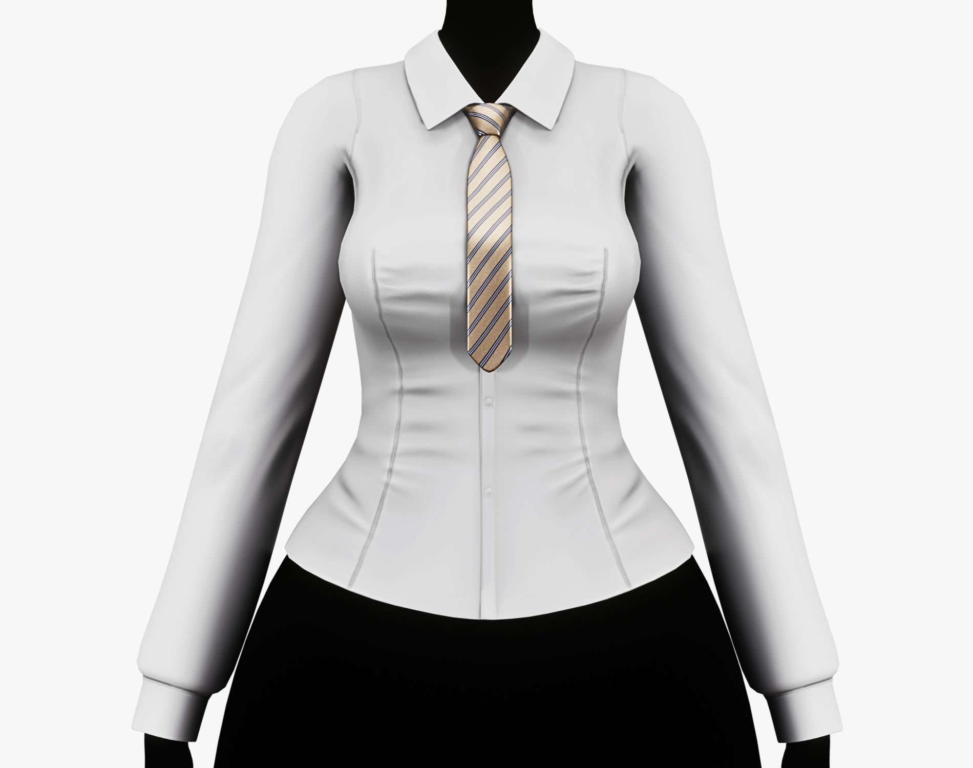 Women’s Slim Shirt with Tie - VRChat Clothing | WOLVES STUDIO